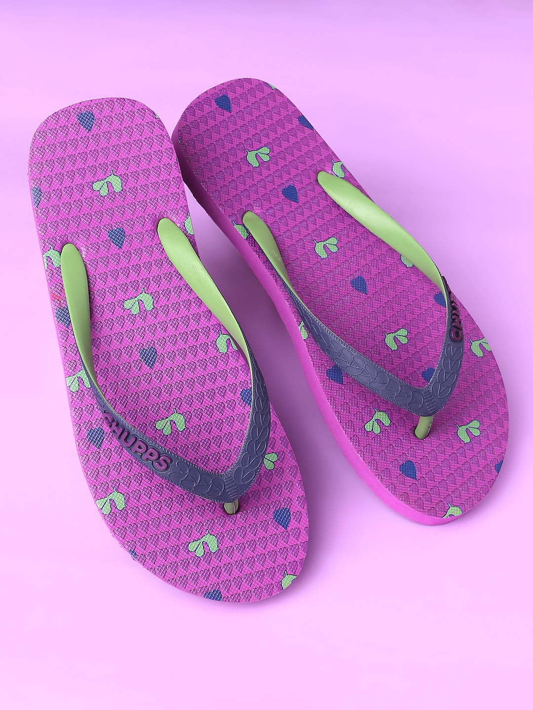 Women's Purple Indian Impressions Betel Leaf Natural Rubber Slippers