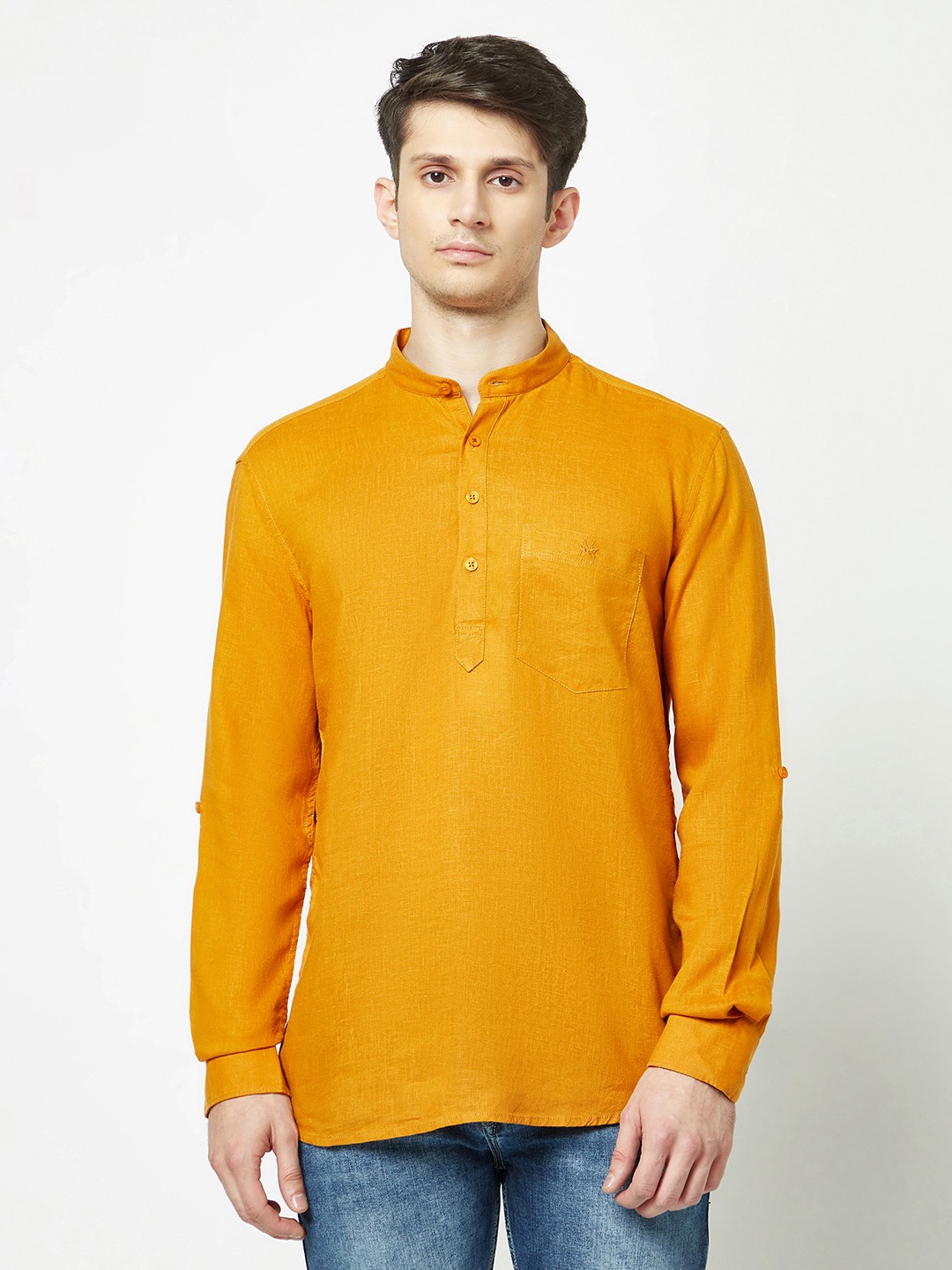 Crimsoune Club Men Mustard Shirt Style Kurta