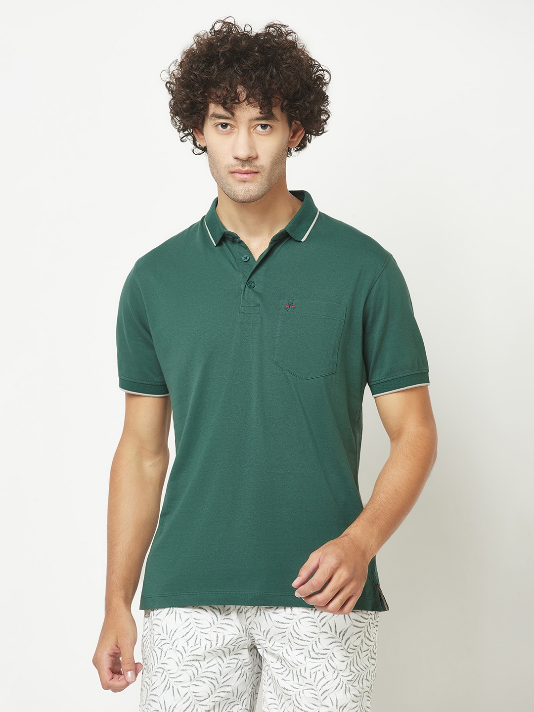 Crimsoune Club Mens Plain Bottle Green Polo T-Shirt