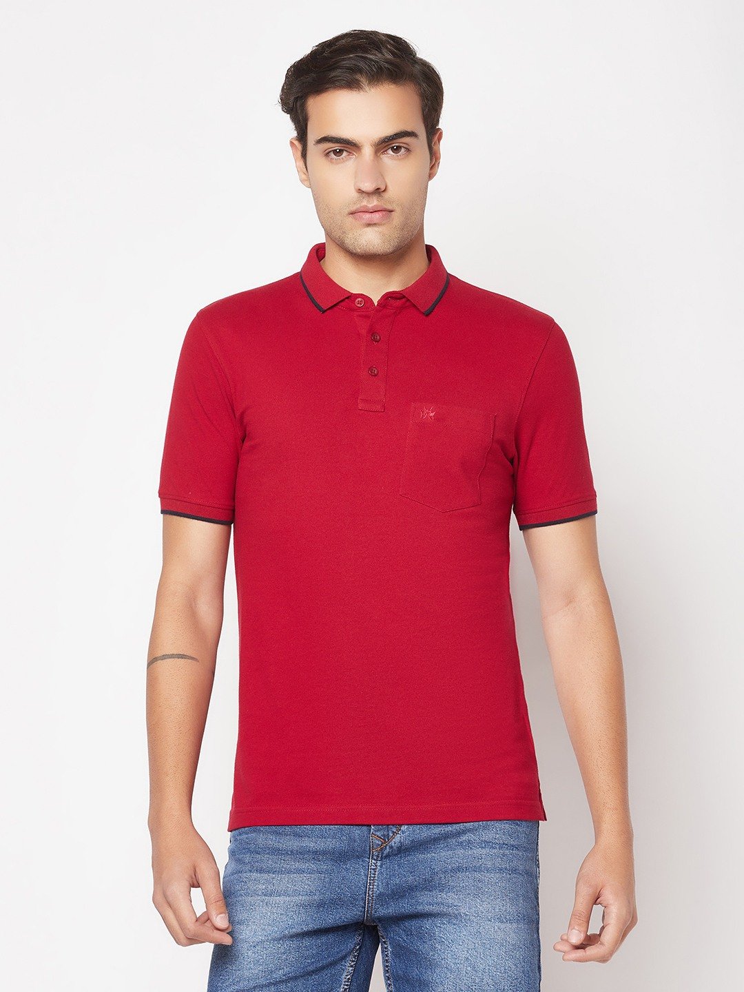 Crimsoune Club Men Maroon Minimal Polo T-Shirt