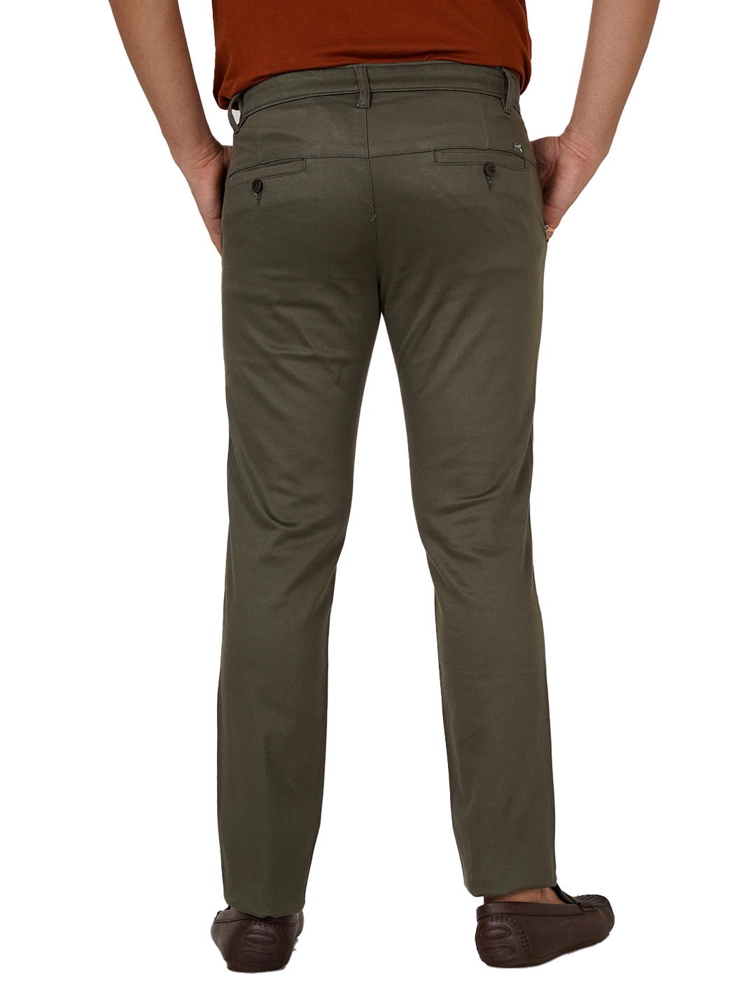 Solid Color Cotton Pant in Olive Green  BNH55