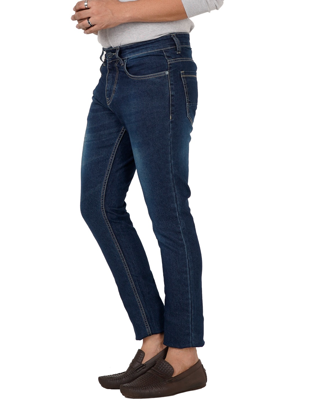 D'cot by Donear Men's Navy Blue Cotton Jeans