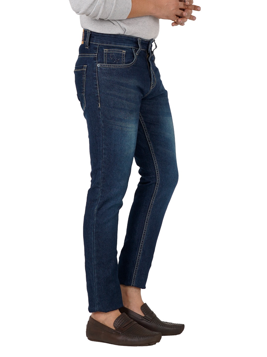 D'cot by Donear Men's Navy Blue Cotton Jeans