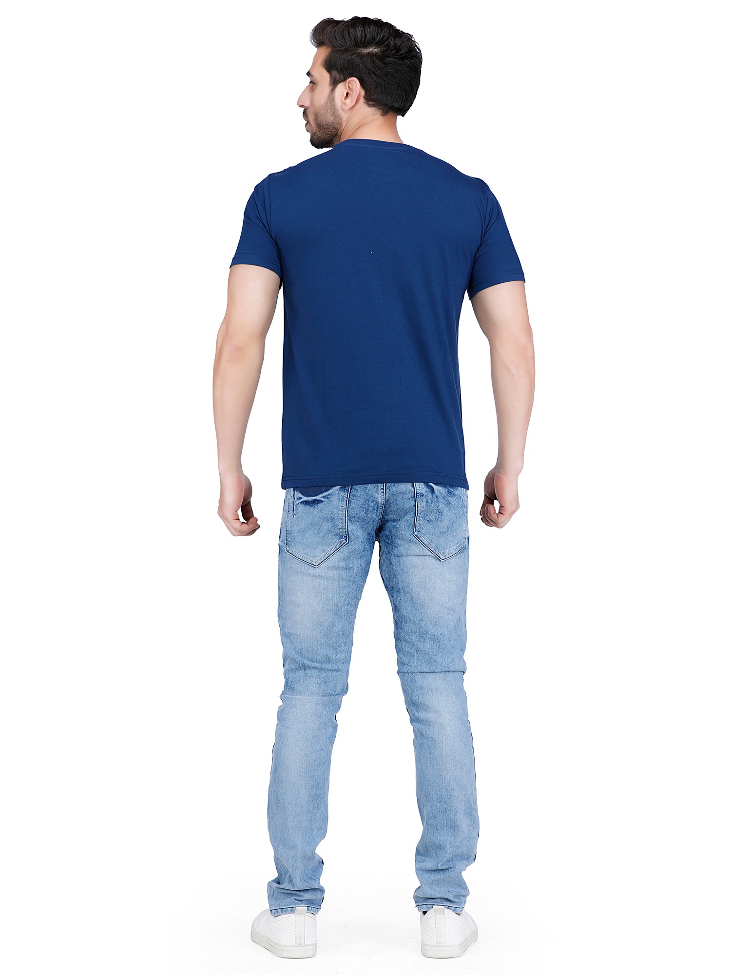 D'cot by Donear Men Blue Polycotton Regular Graphics TShirts