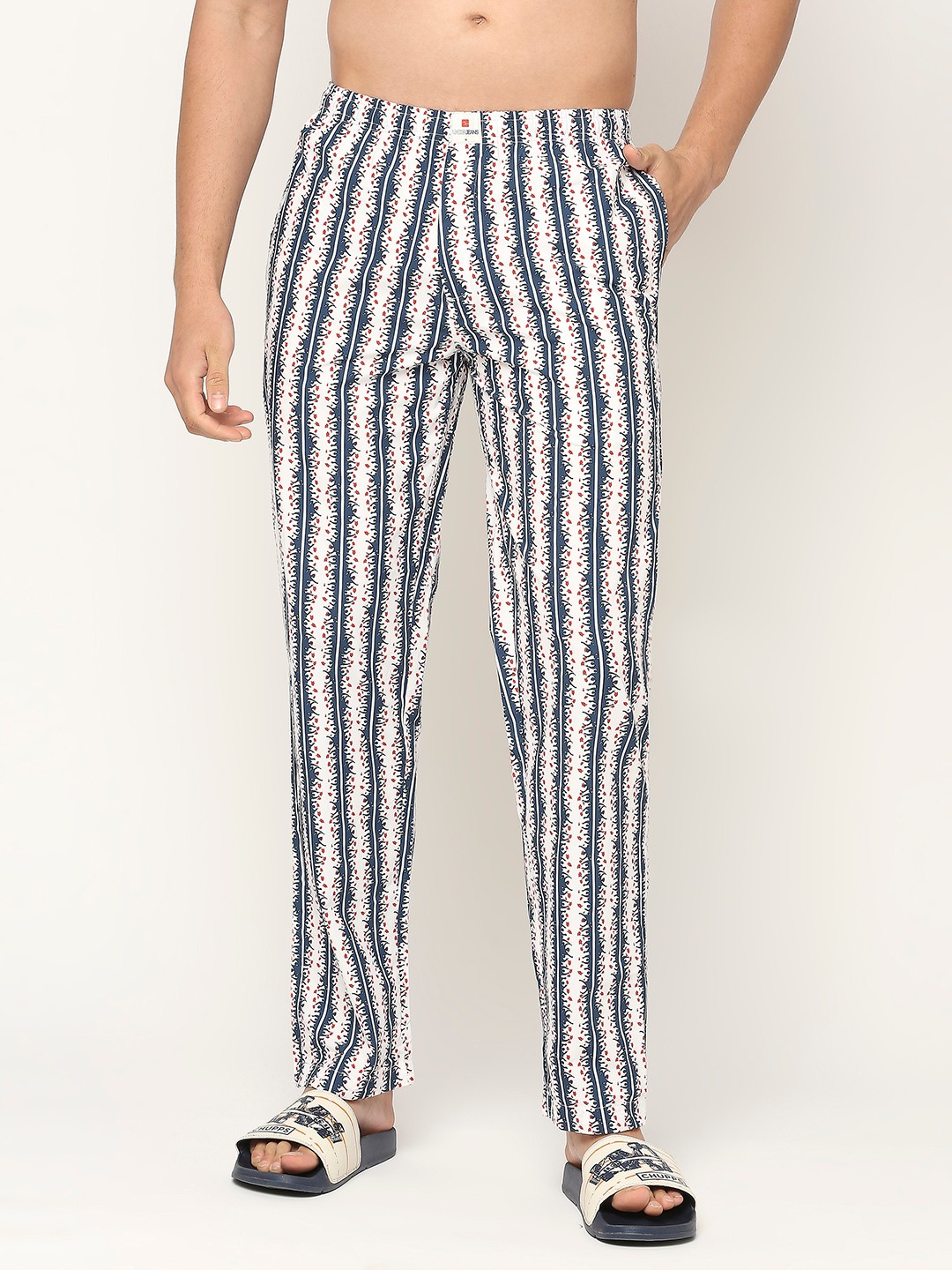 Underjeans by Spykar Premium Cotton Printed Men White Pyjama