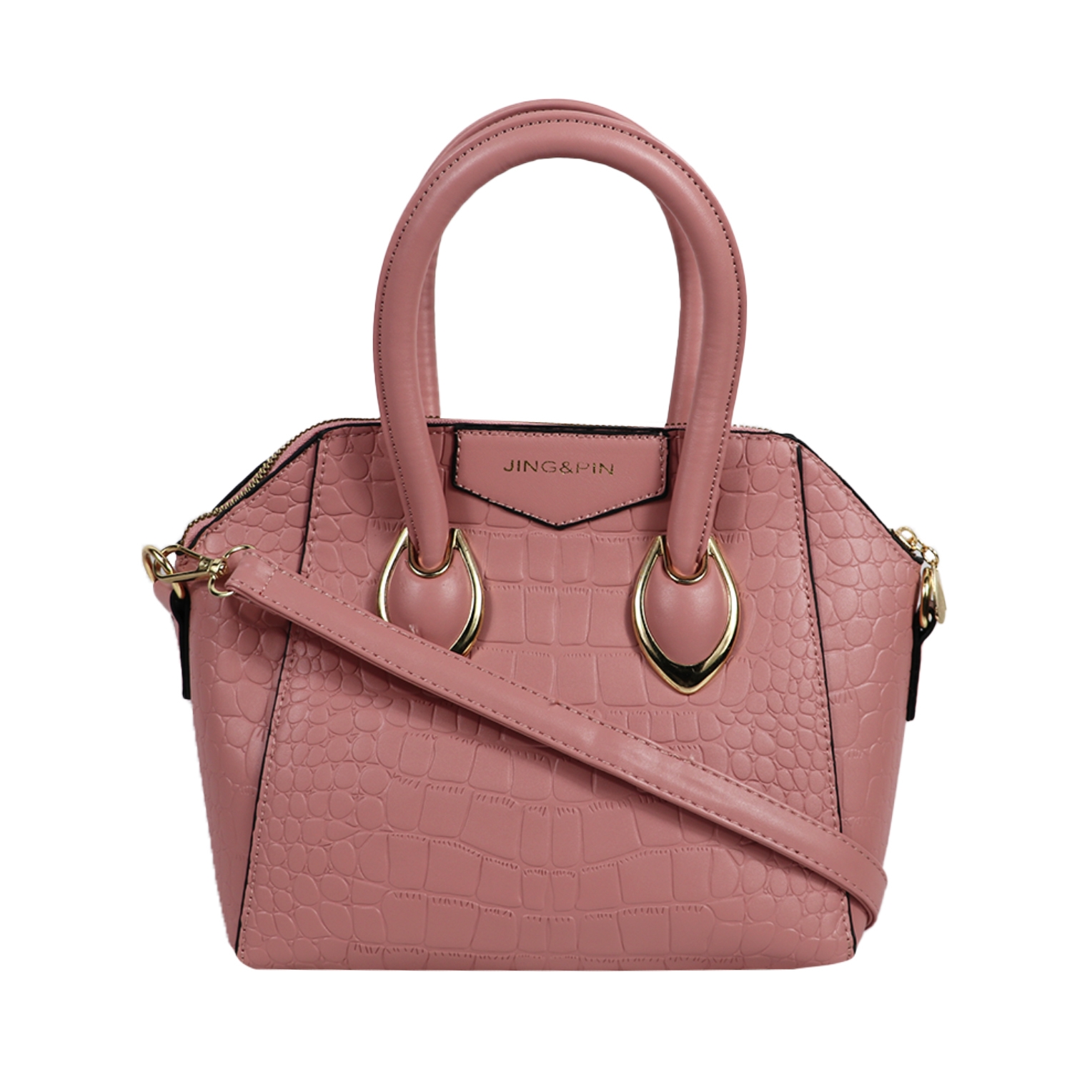 Pink Textured PU Structured Sling Bag with Quilted