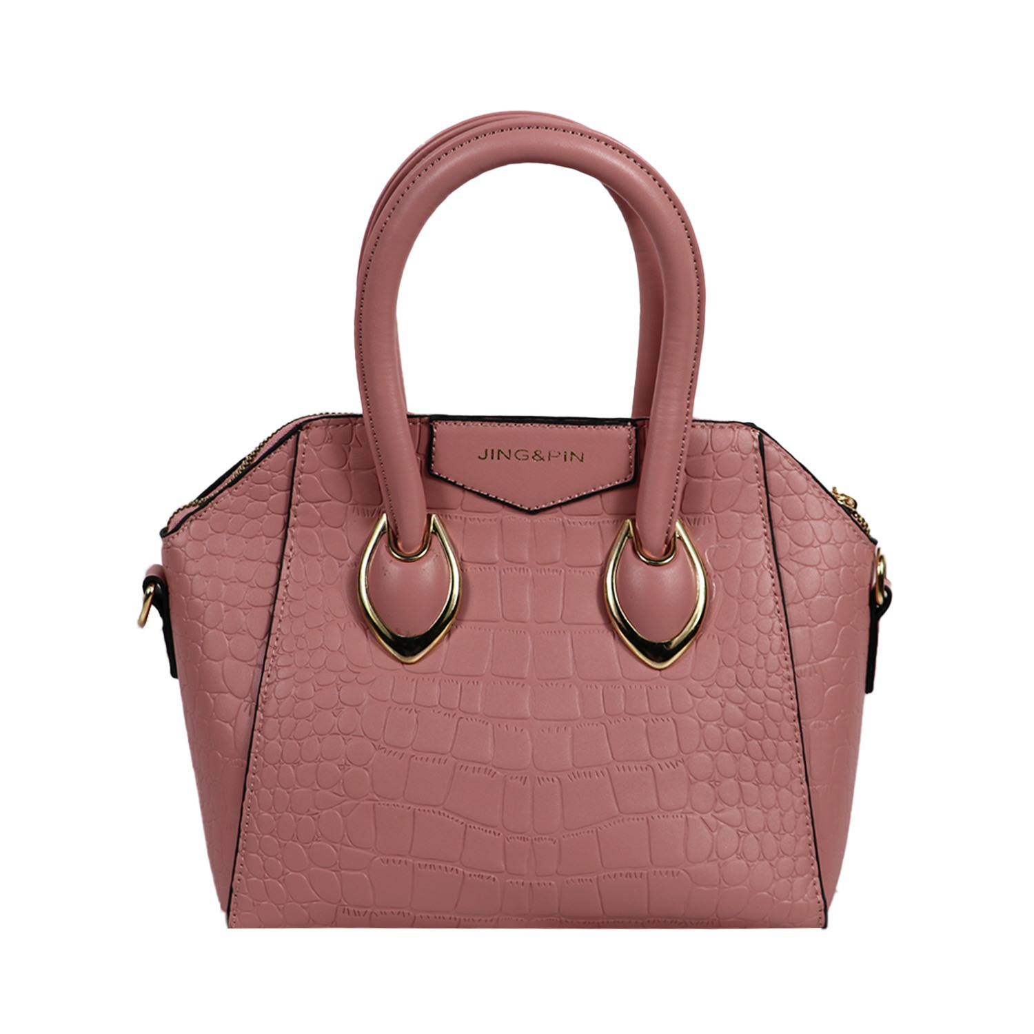 Pink Textured PU Structured Sling Bag with Quilted