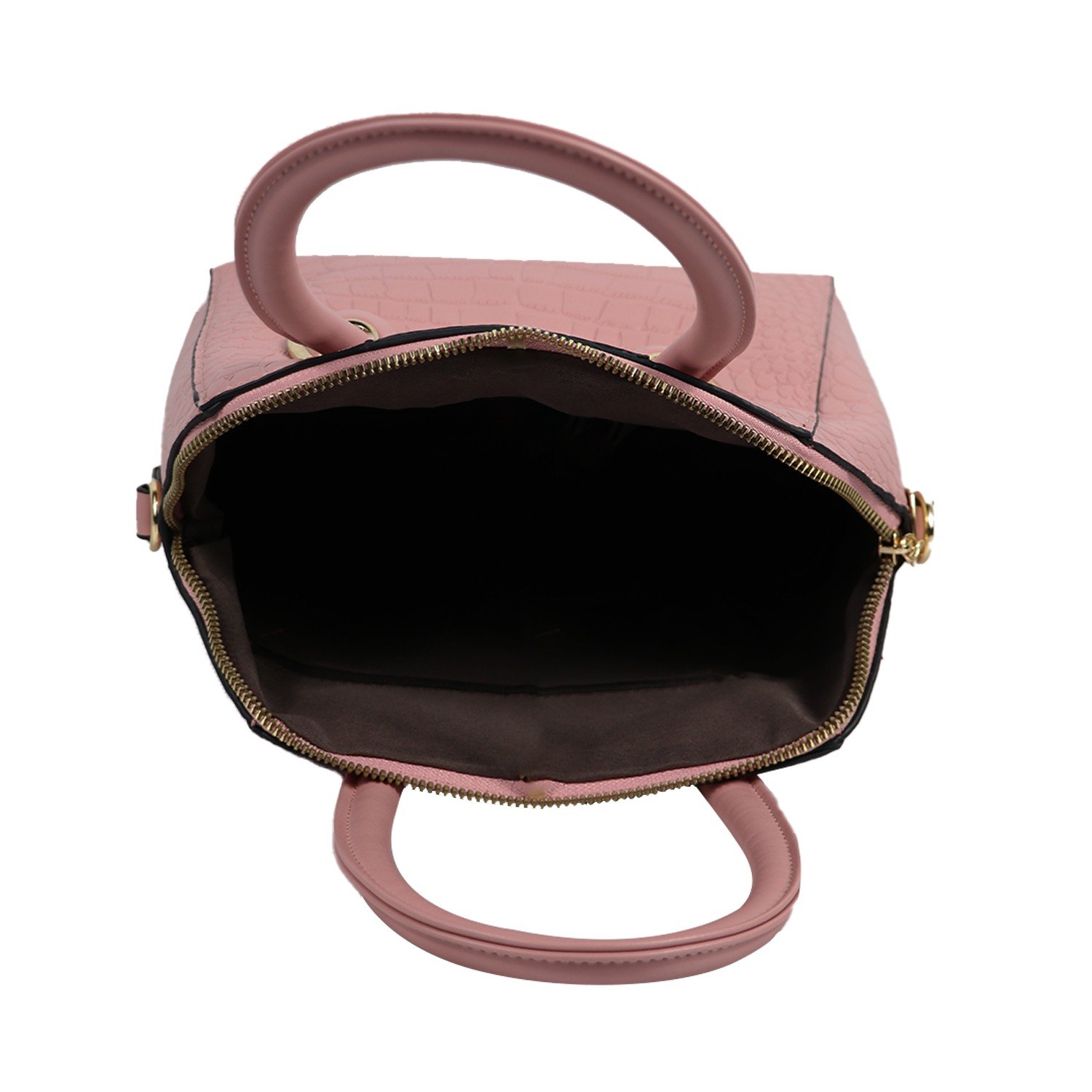 Pink Textured PU Structured Sling Bag with Quilted