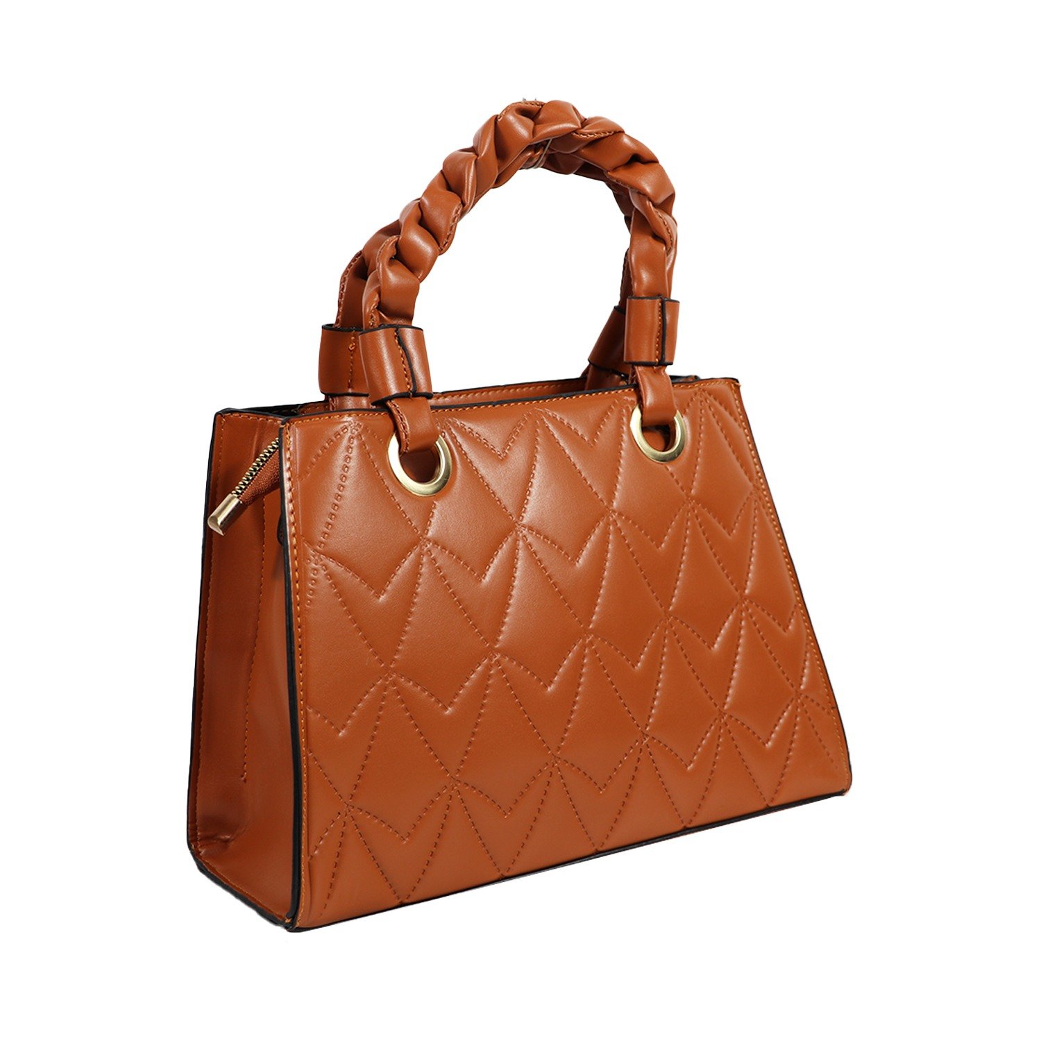 Brown Quilted Satchel Bag