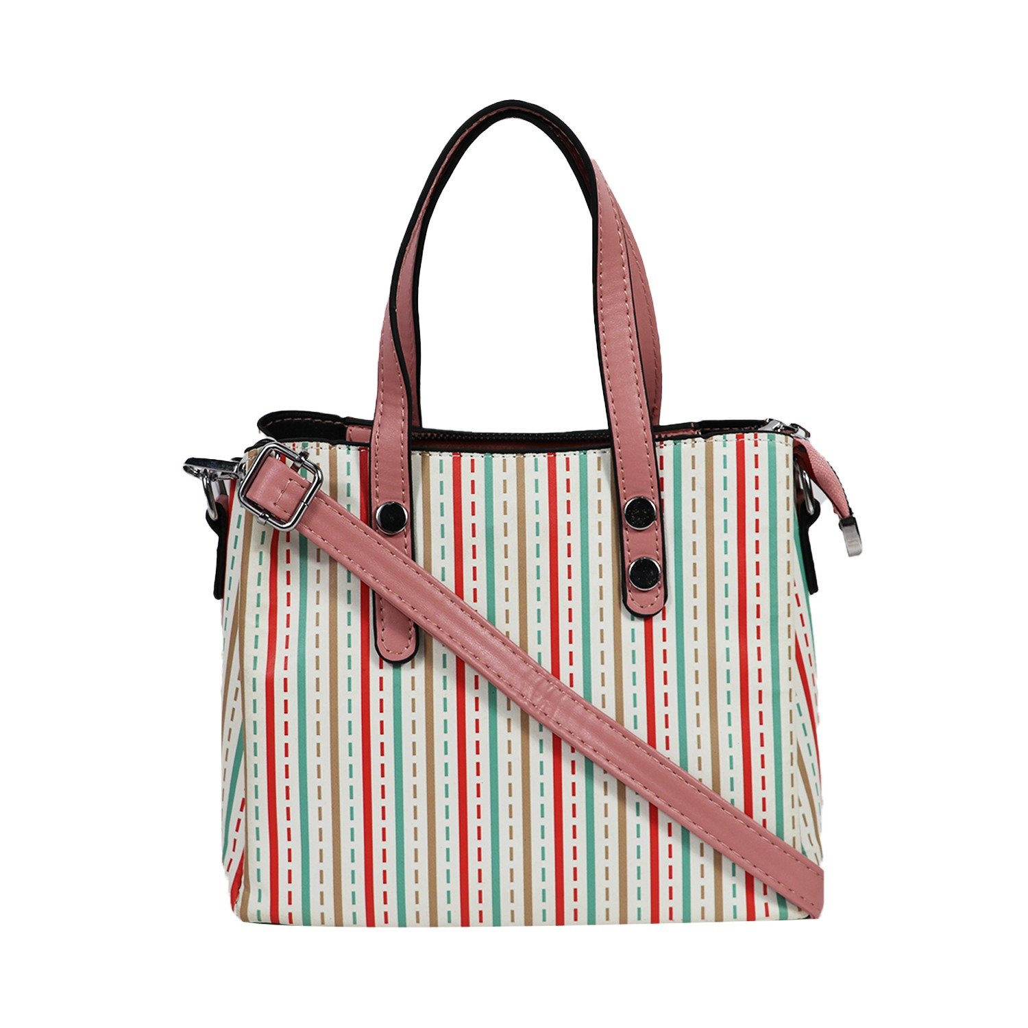 Off white Striped Handheld Bag with Belt