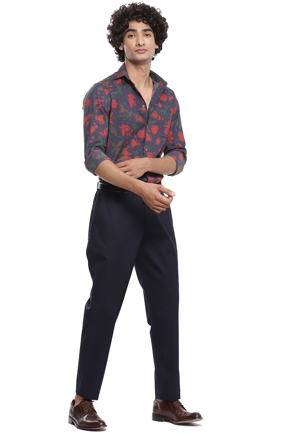 ABRAHAM AND THAKORE | Navy Floral Printed Shirt