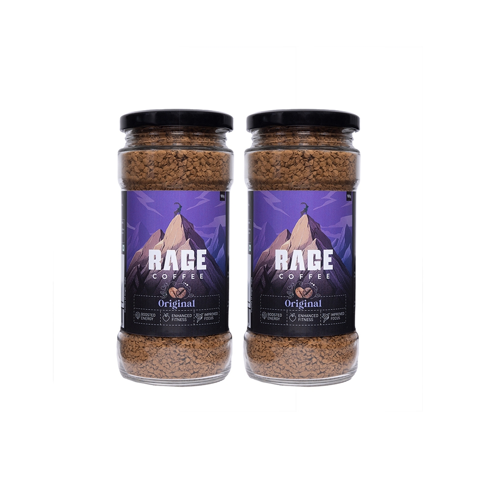 Rage Coffee - 200 GMS Original Blend - Premium Arabica Instant Coffee Crystals Infused with Natural Vitamins (Pack of 2)
