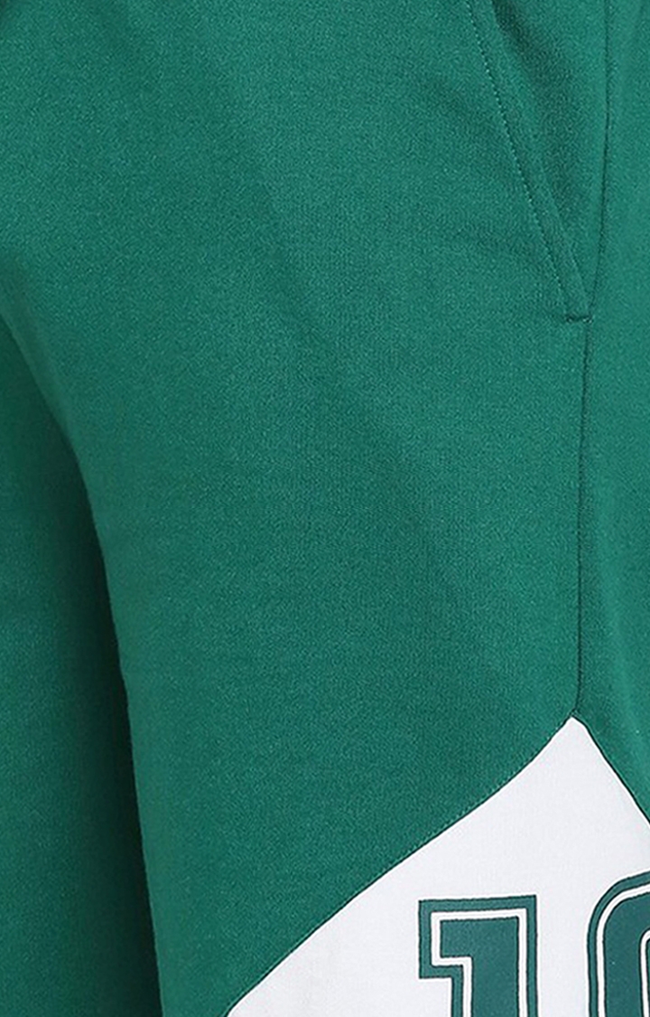 Men's Green Cotton Colourblocked Short