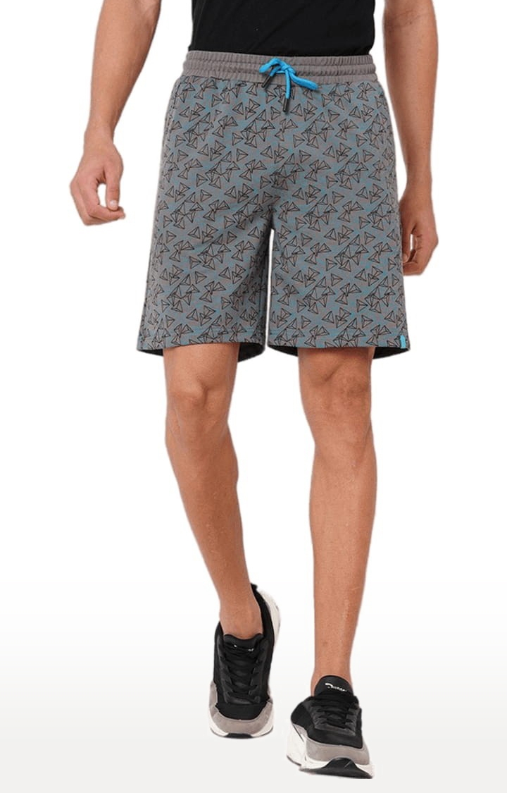 FITZ | Men's Blue Cotton Geometrical Short