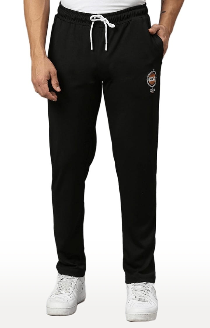 FITZ | Men's Black Polyester Solid Trackpant