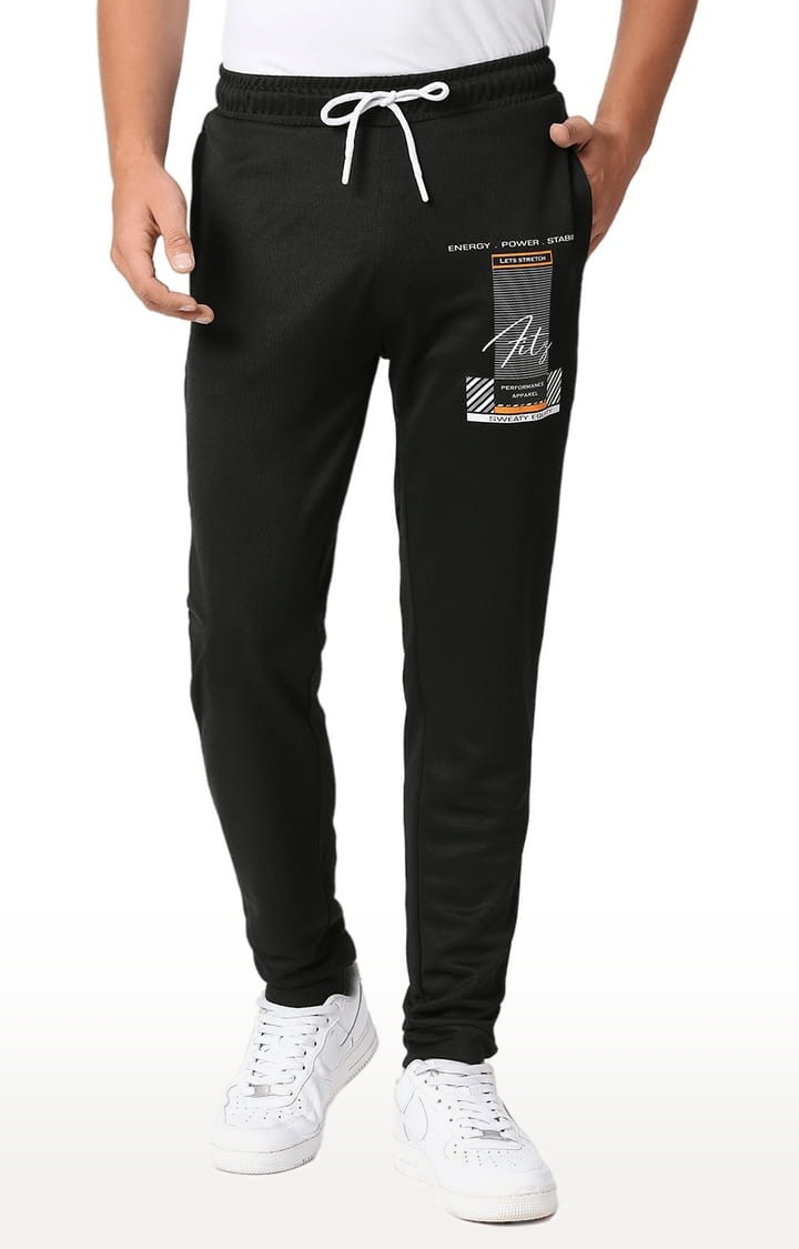 FITZ | Men's Black Polyester Printed Trackpant