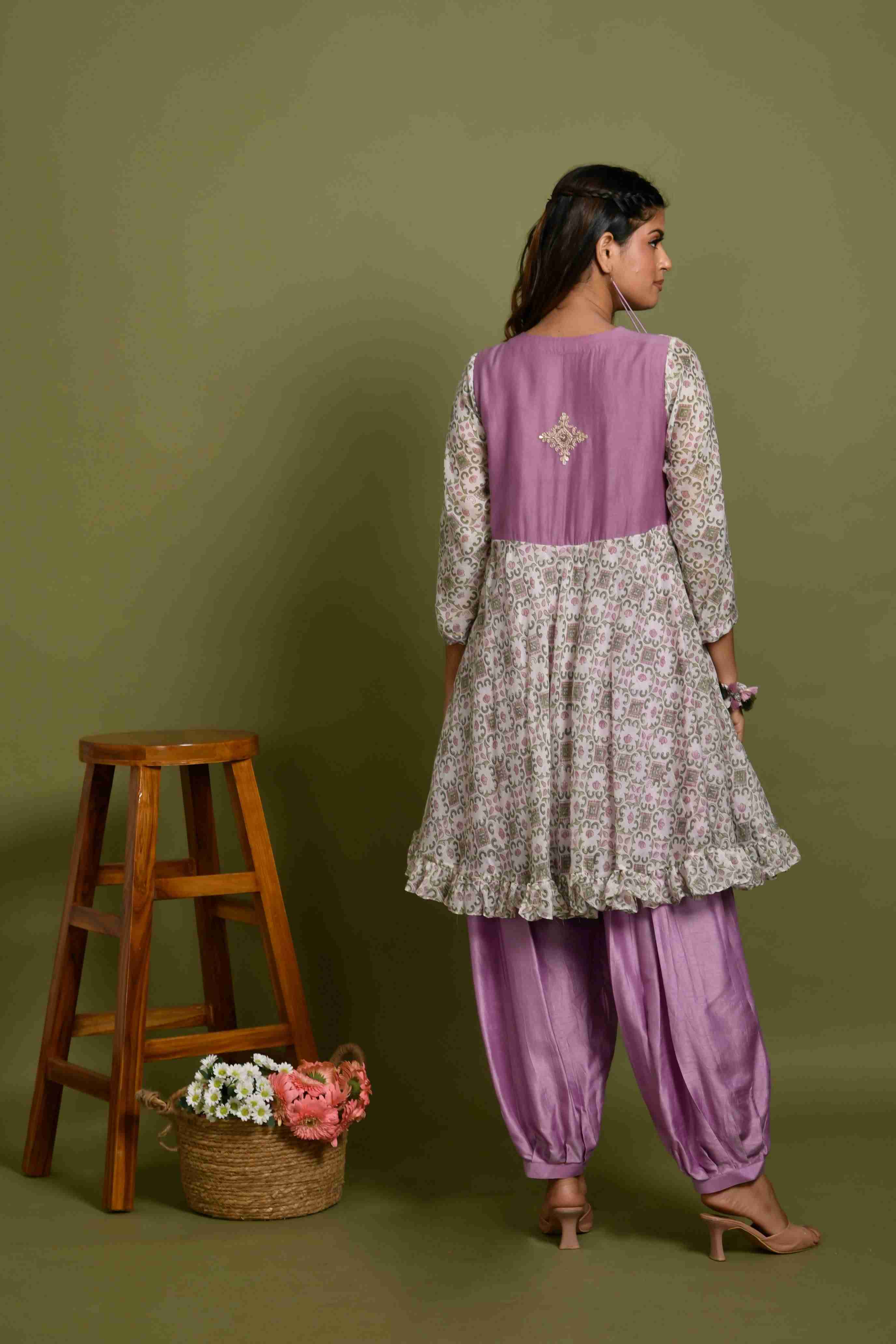 Chanderi Short Kurti With Harem Pant