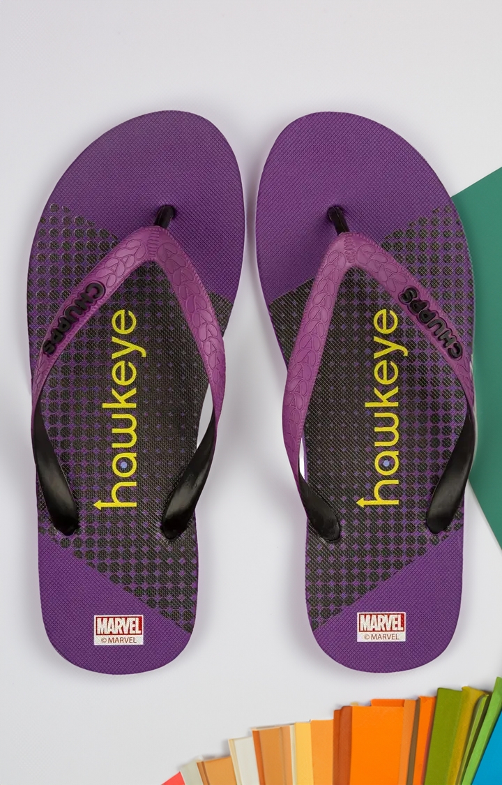 Men's Purple Marvel Hawkeye Natural Rubber Slippers