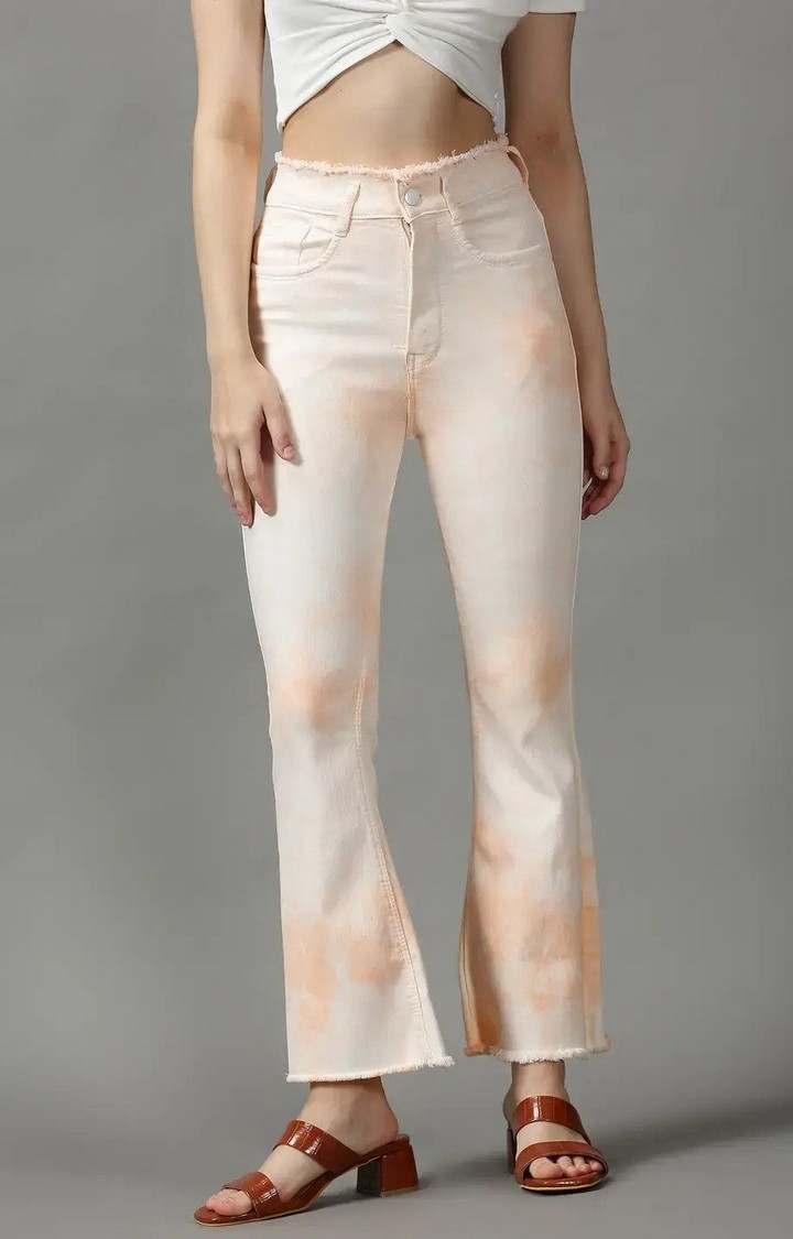 SHOWOFF Women's Clean Look Bootcut Peach Denim Jeans