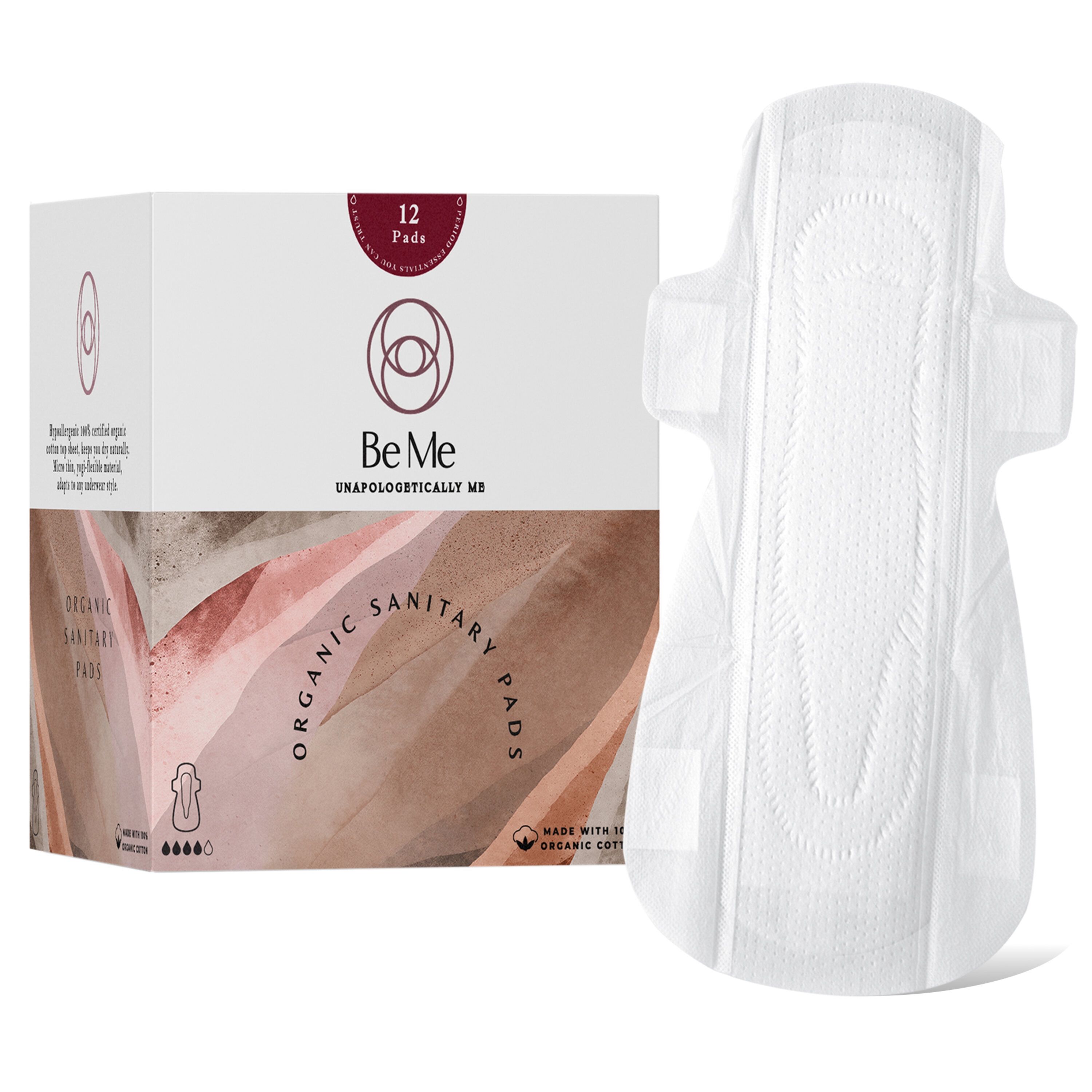 Be Me - Sanitary Pads for Women - XL (Double Wings) - Heavy Flow/Overnight Pads - Pack of 12 Pads - With Disposal Pouches, Rash Free,Biodegradable, Anti Bacterial Napkins