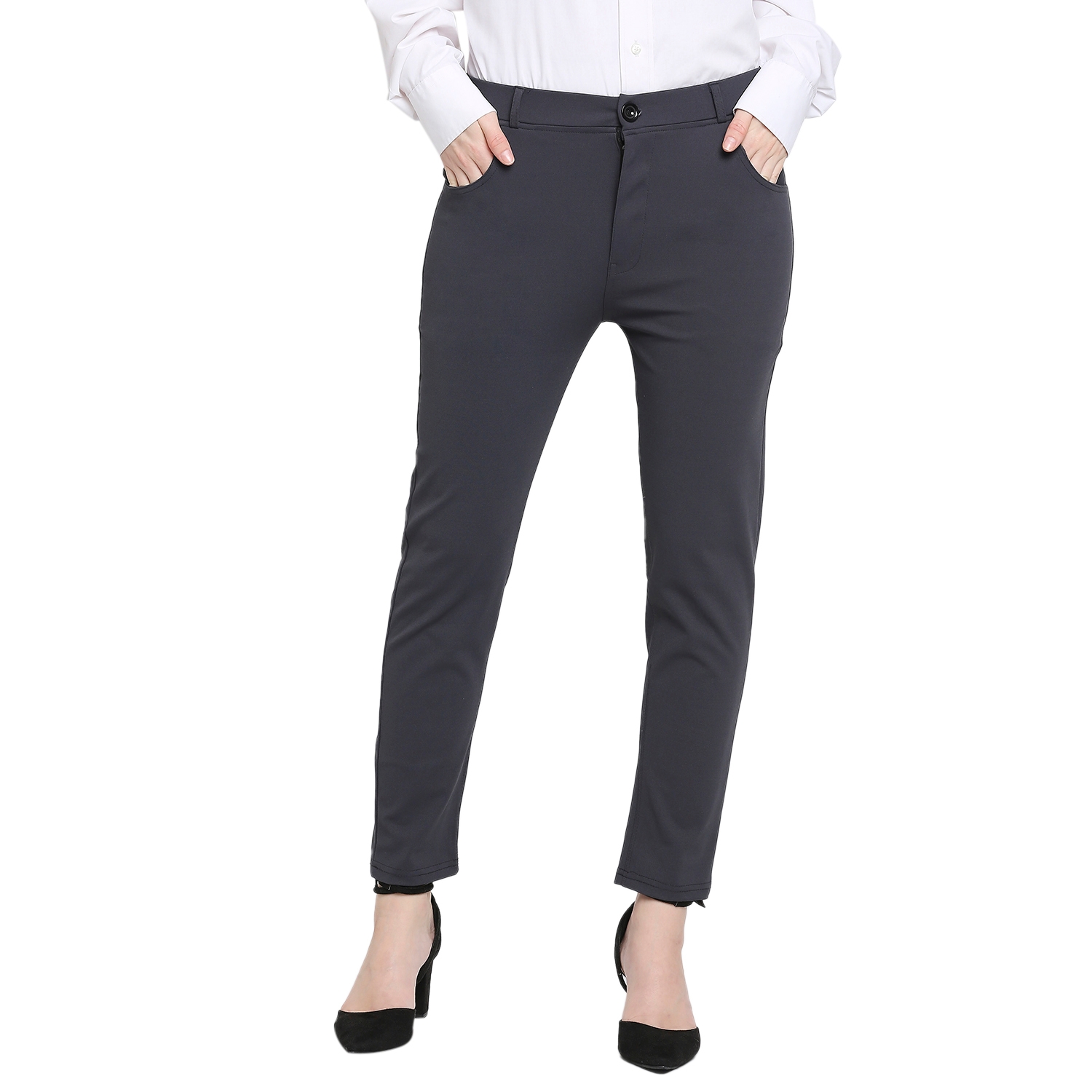 Buy Moda Rapido Women Black Regular Fit Checked Formal Trousers  Trousers  for Women 9888233  Myntra