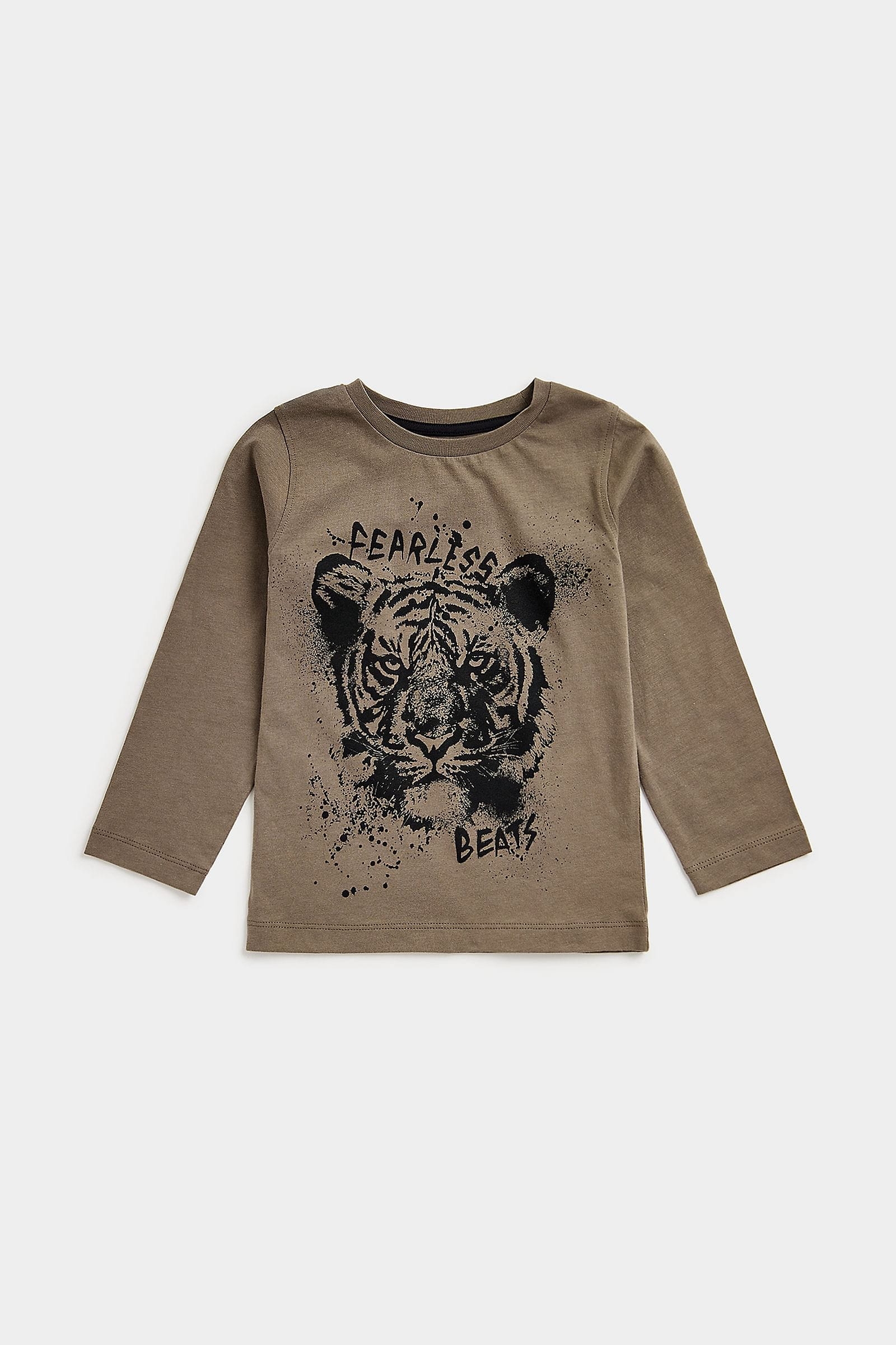 Mothercare Boys Full Sleeves Tiger print T-Shirt -Brown