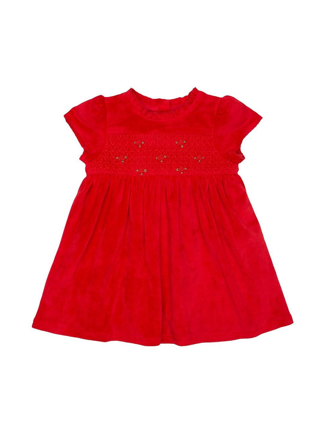 Red Velvet Floral Dress