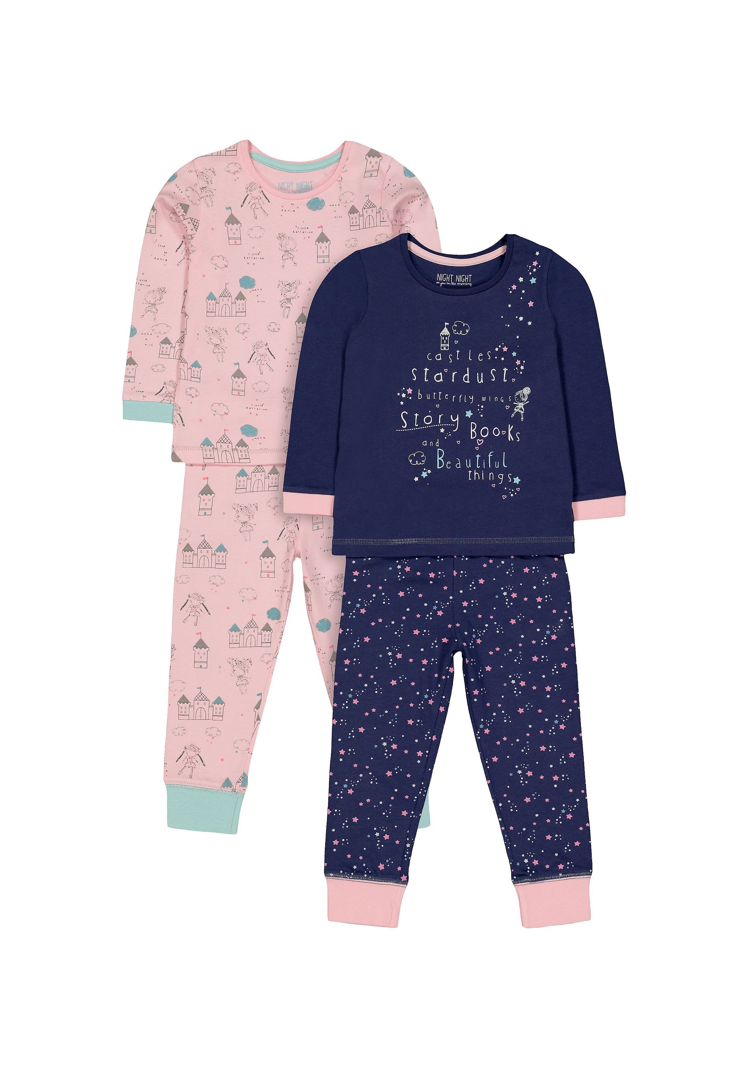 Pink and Navy Printed Twin Set - Pack of 2