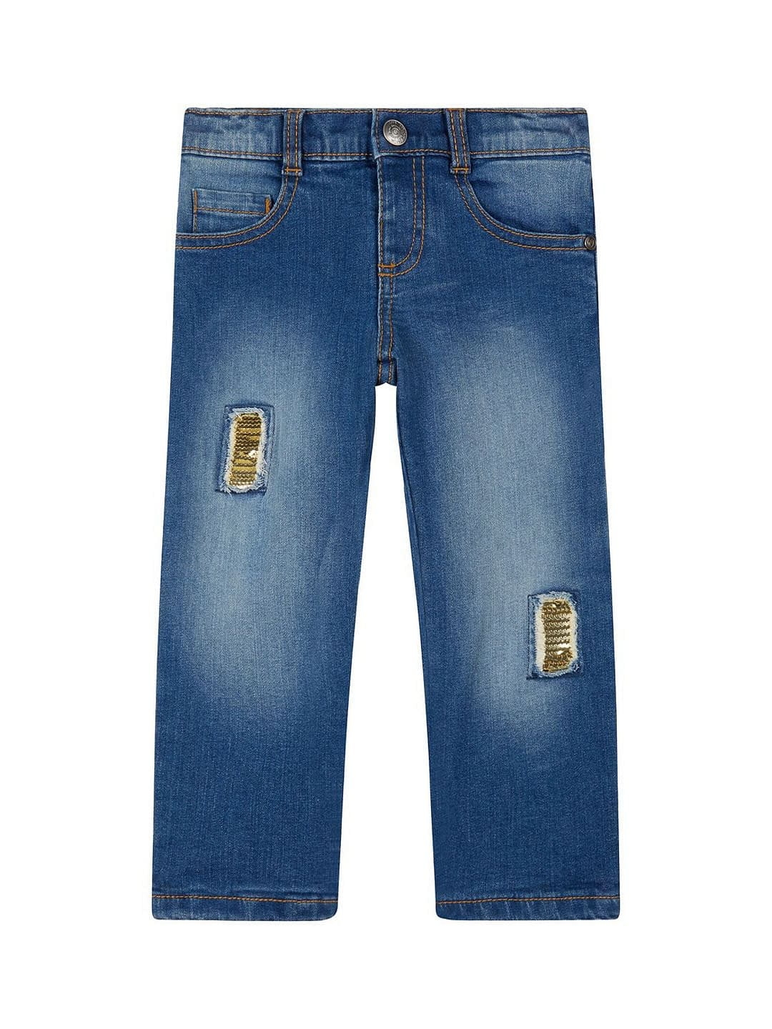 Blue Sequin Patch Jeans
