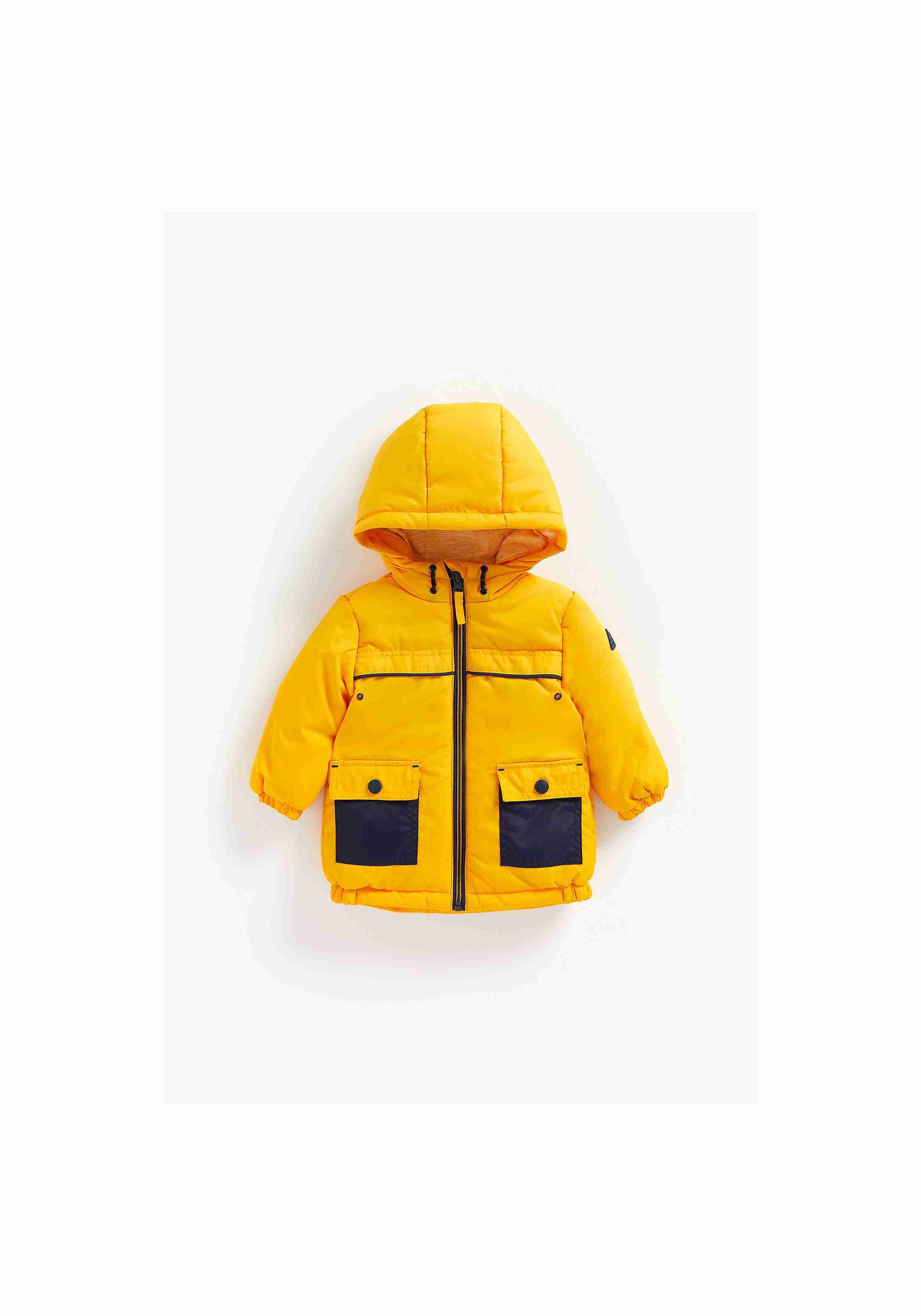 Boys Full Sleeves Fleece Lined Jacket Pocket Detail - Yellow