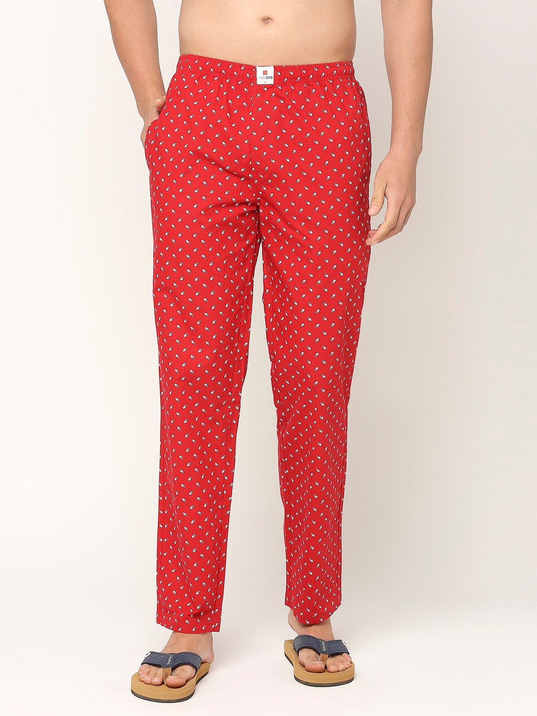 Underjeans by Spykar Premium Cotton Printed Men Red Pyjama