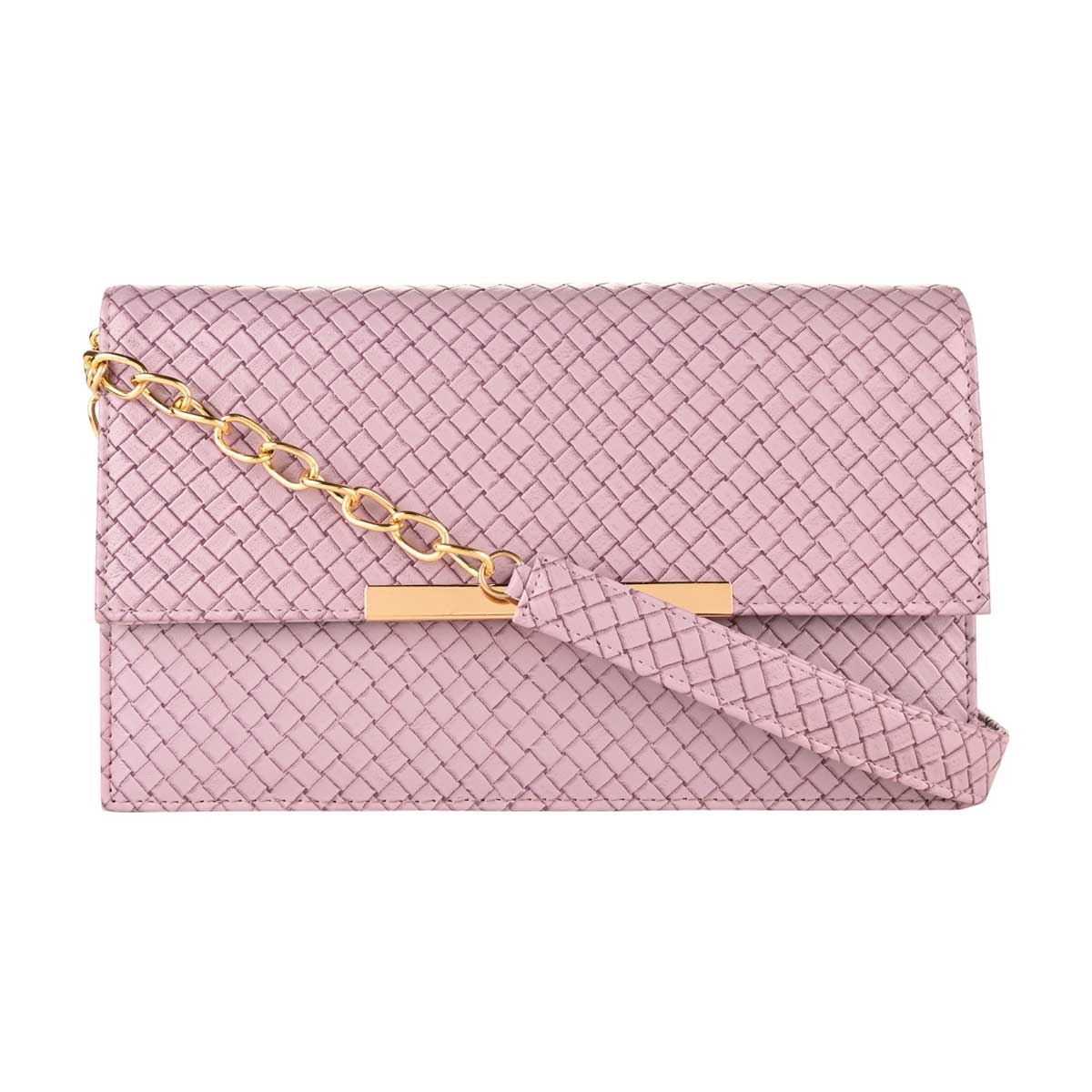 Rocia Purple Textured Bag With Long Sling Chain