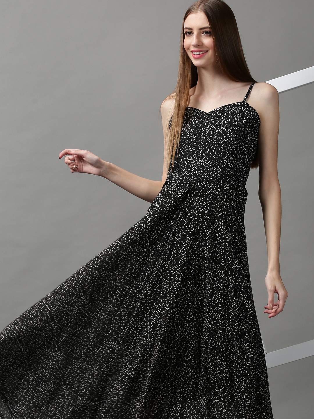 Women's Black Georgette Printed Dresses