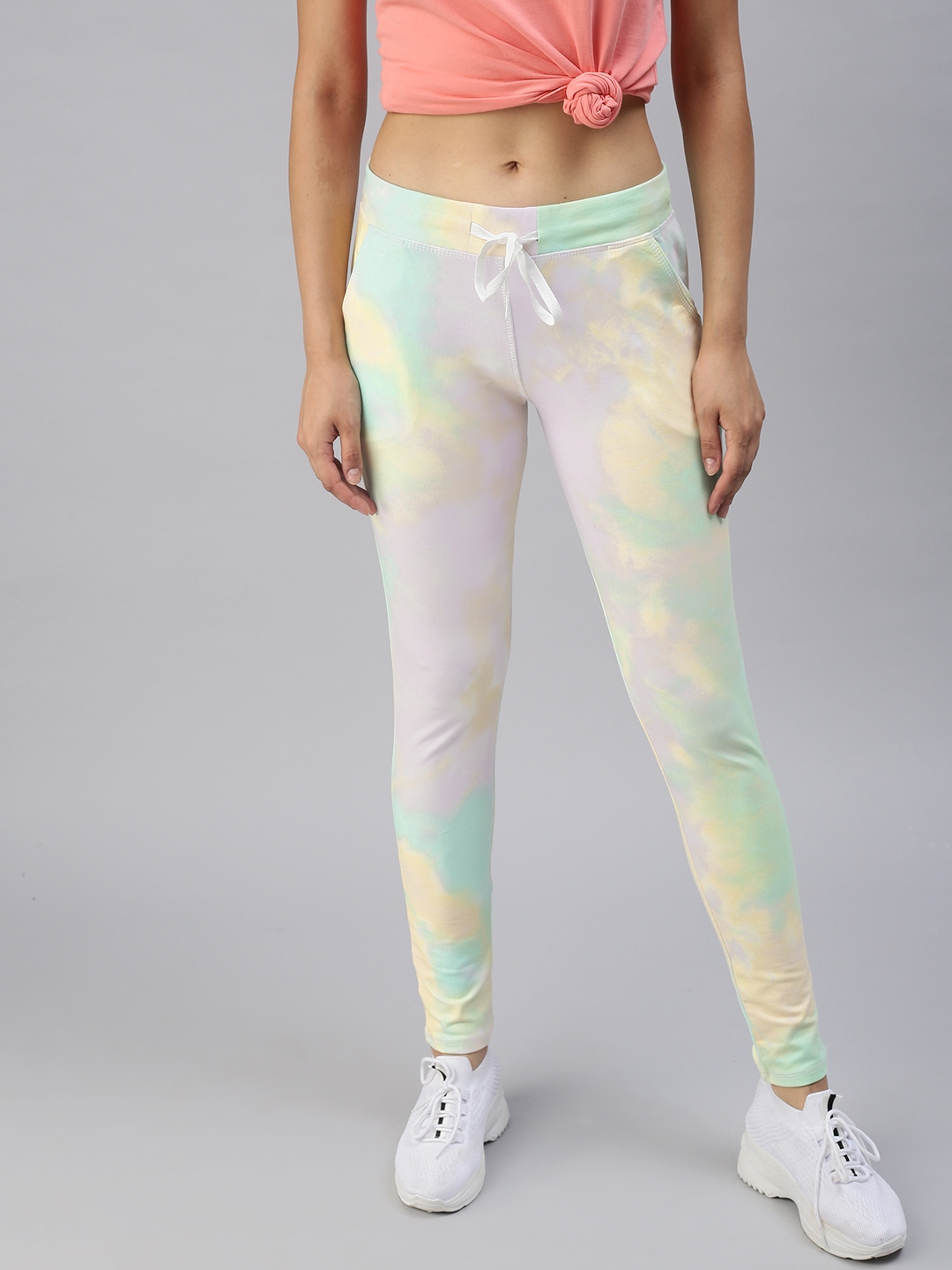 SHOWOFF Women's Slim Fit Multi Tie and Dye Track Pants
