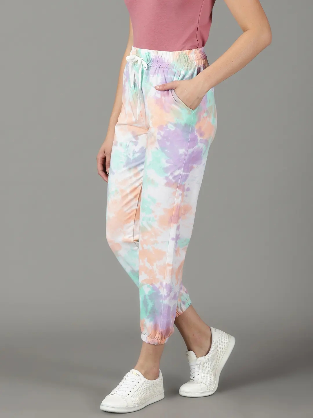 SHOWOFF Women's Tie and Dye Multi Regular Fit Track Pant