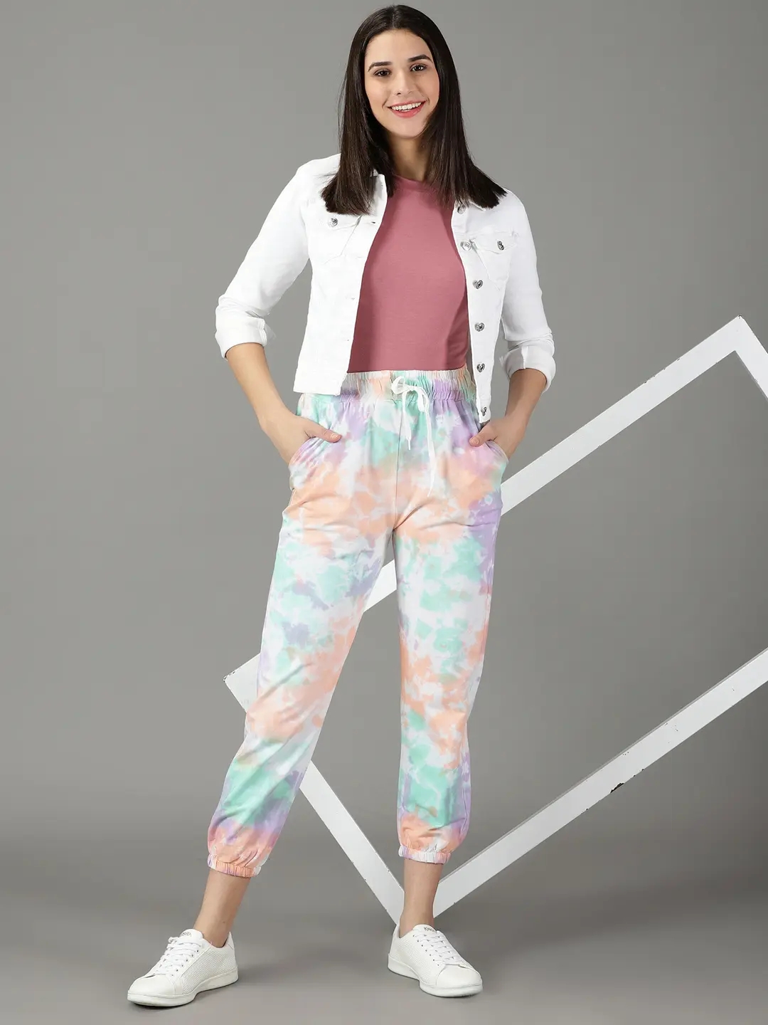 SHOWOFF Women's Tie and Dye Multi Regular Fit Track Pant