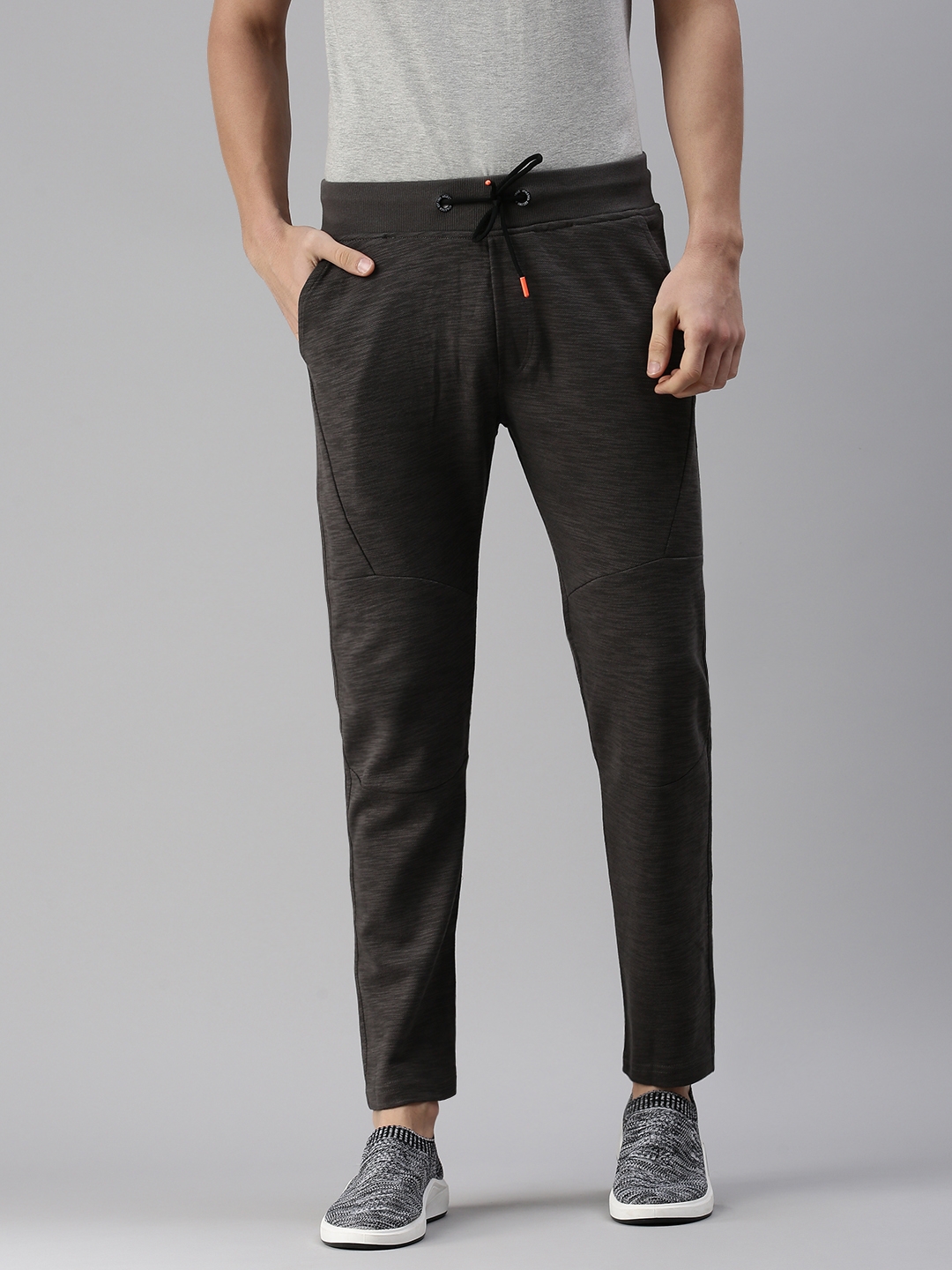 SHOWOFF Men's Solid Cotton Grey Straight Fit Track Pant