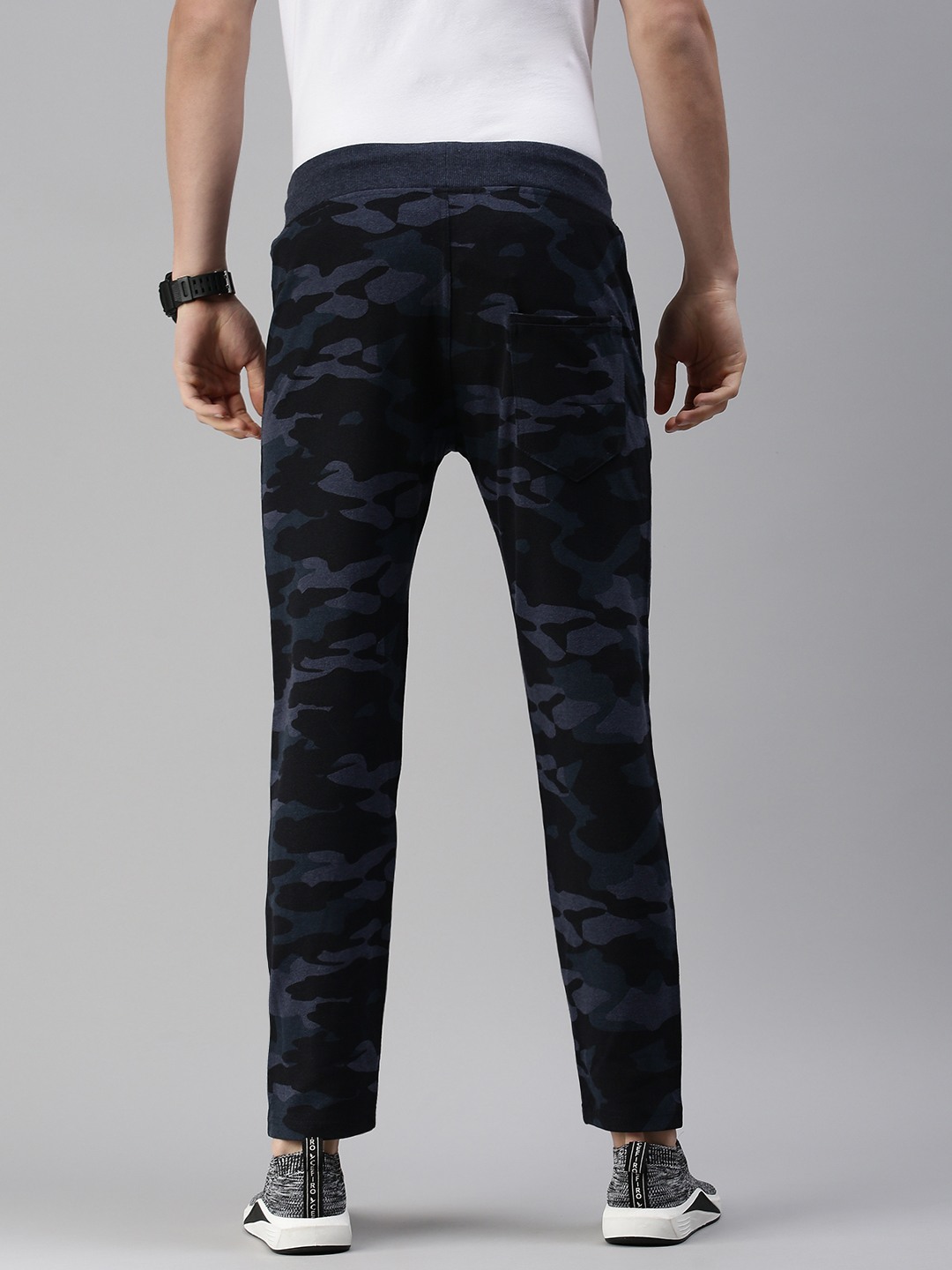 Men's Blue Cotton Camouflage Trackpants