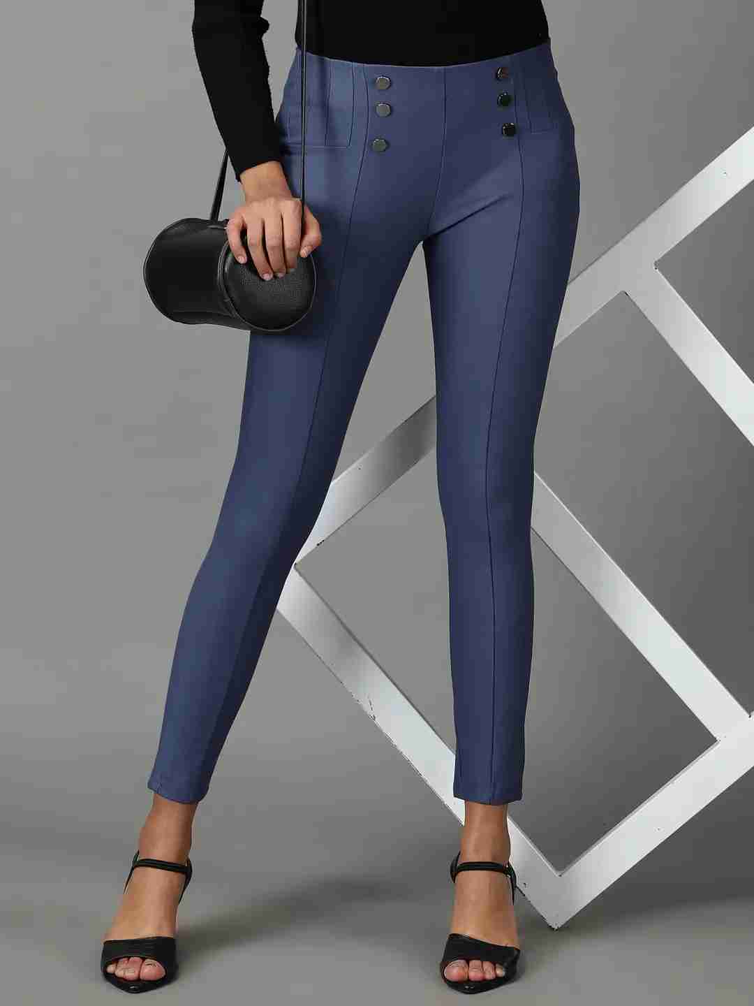 SHOWOFF Women's Skinny Fit Blue Solid Jeggings