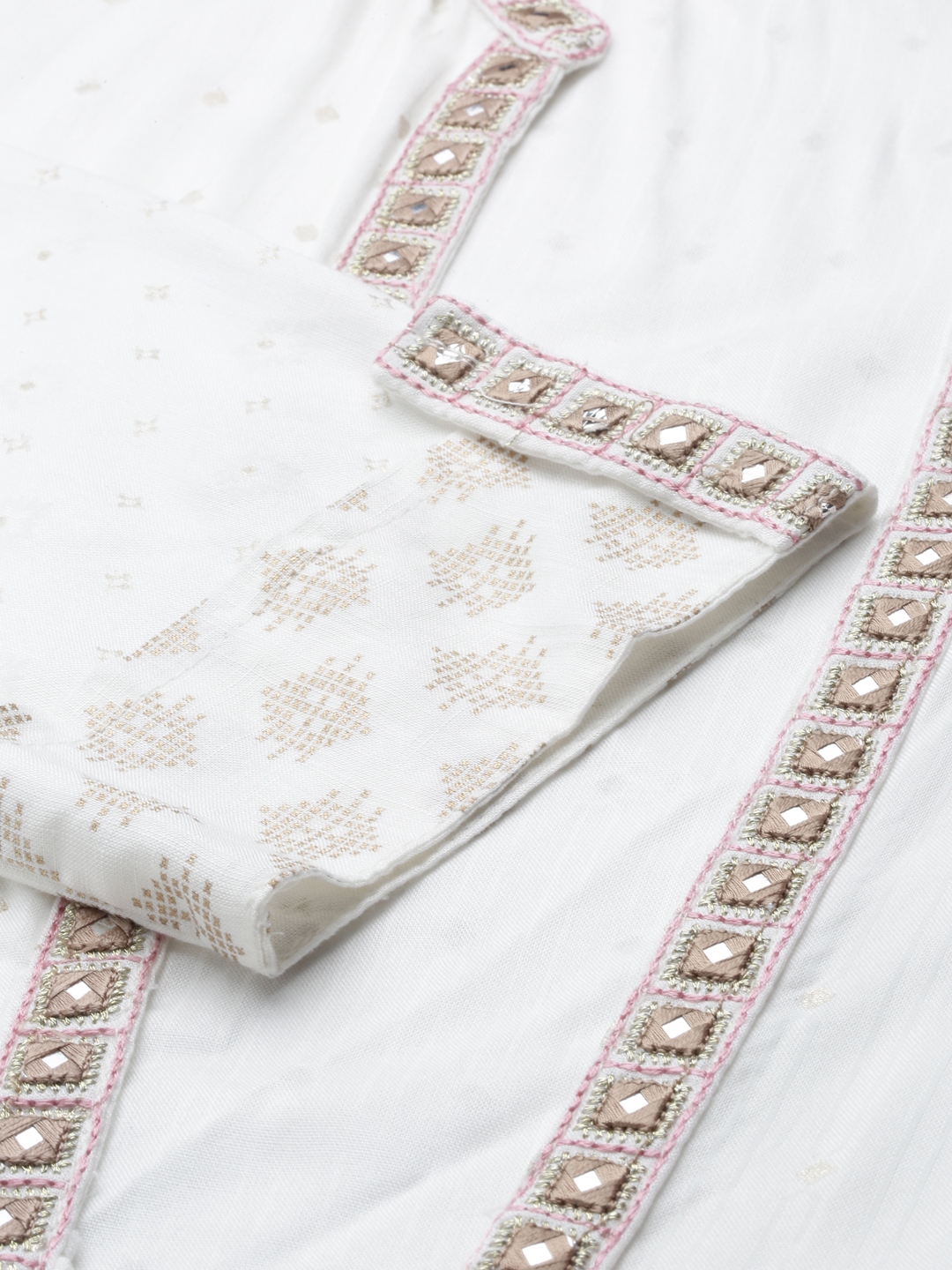 Women's White Chanderi Printed Comfort Fit Kurtas