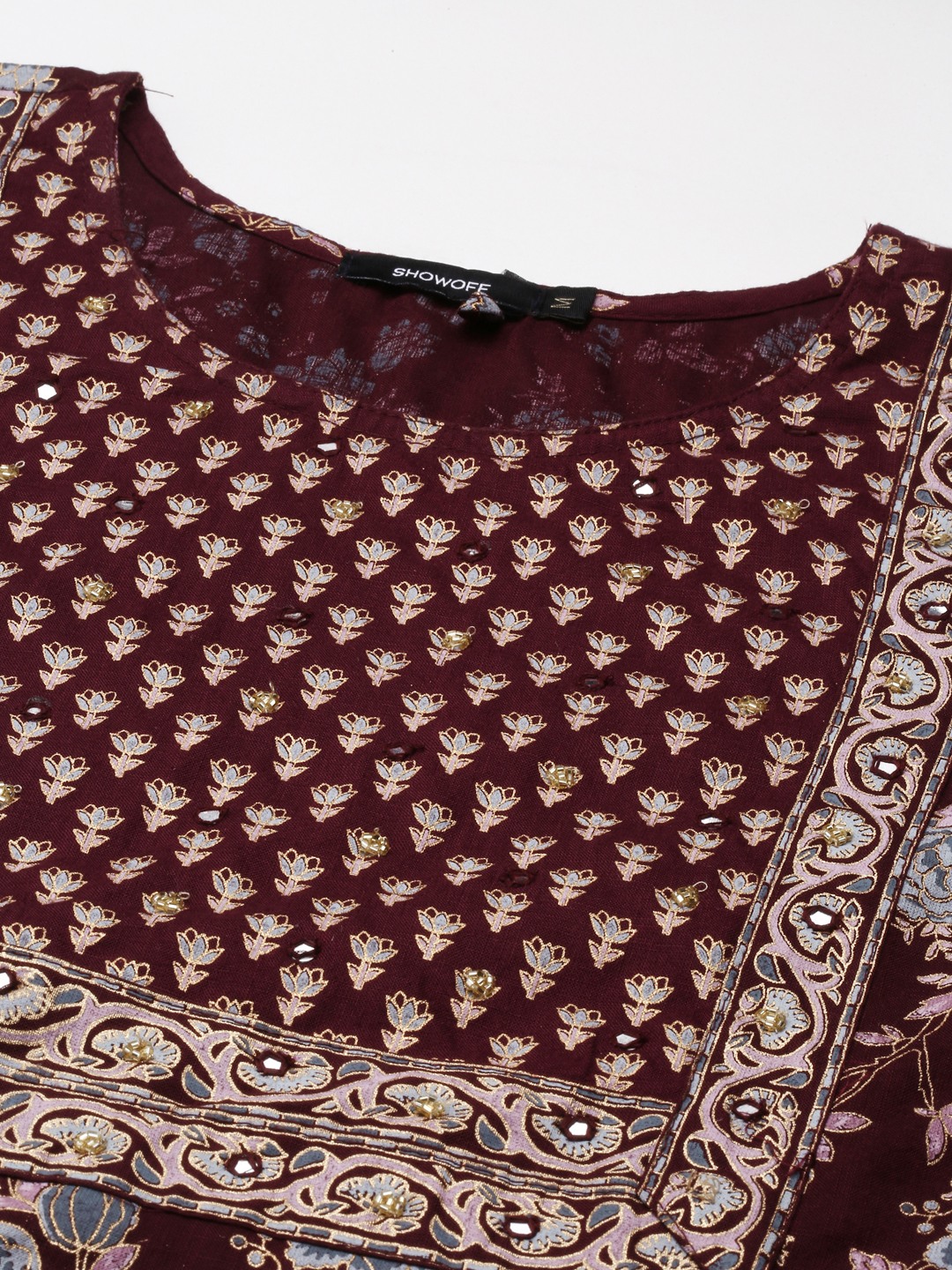 Women's Red Cotton Printed Comfort Fit Kurtas