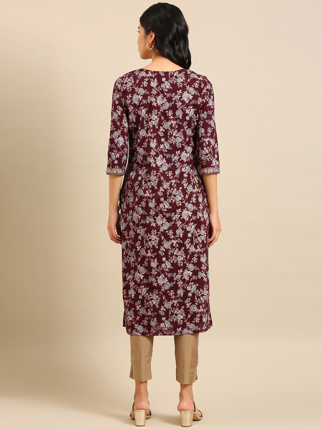 Women's Red Cotton Printed Comfort Fit Kurtas