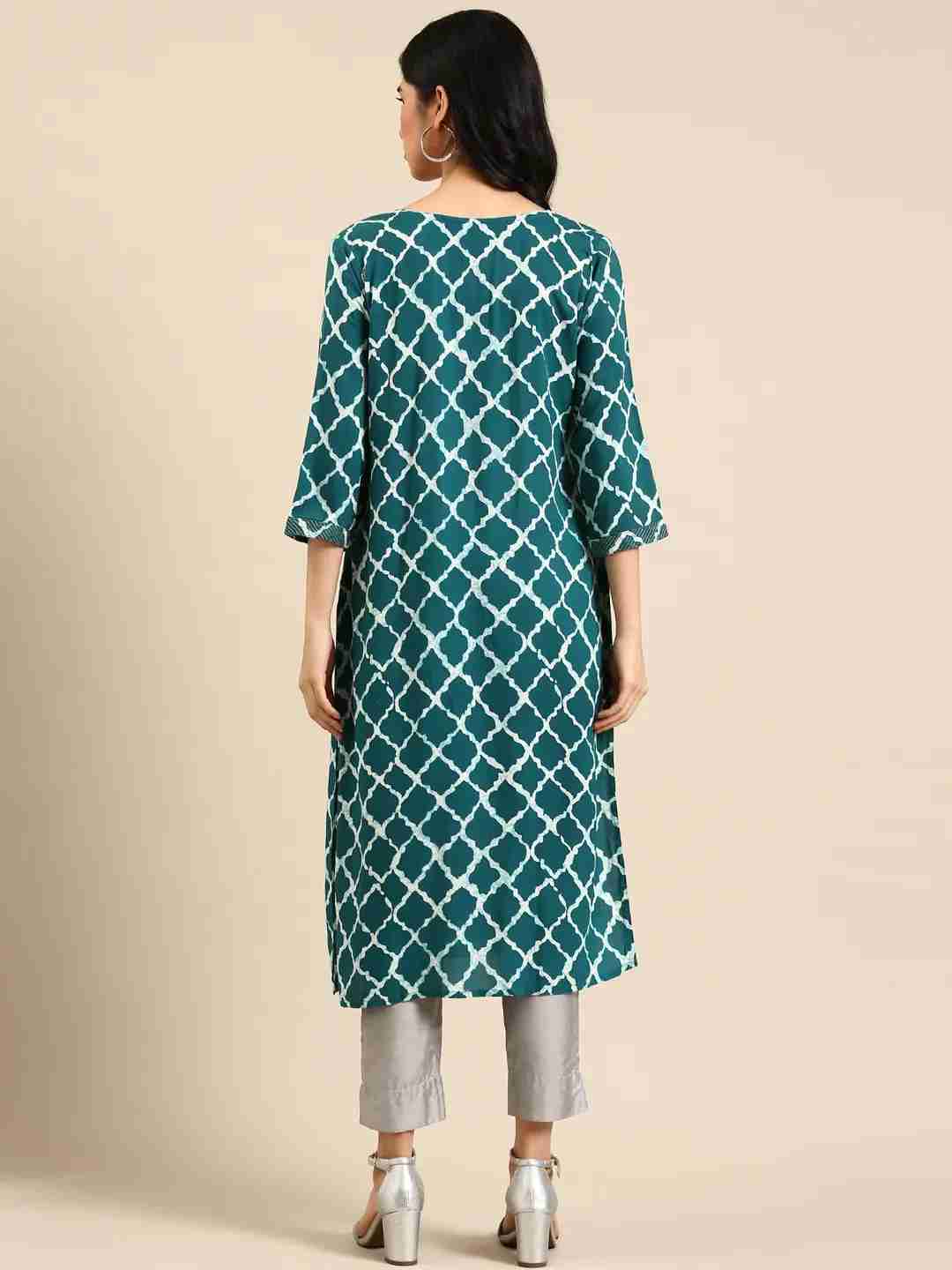 Women's Blue Cotton Tie Dye Comfort Fit Kurtas