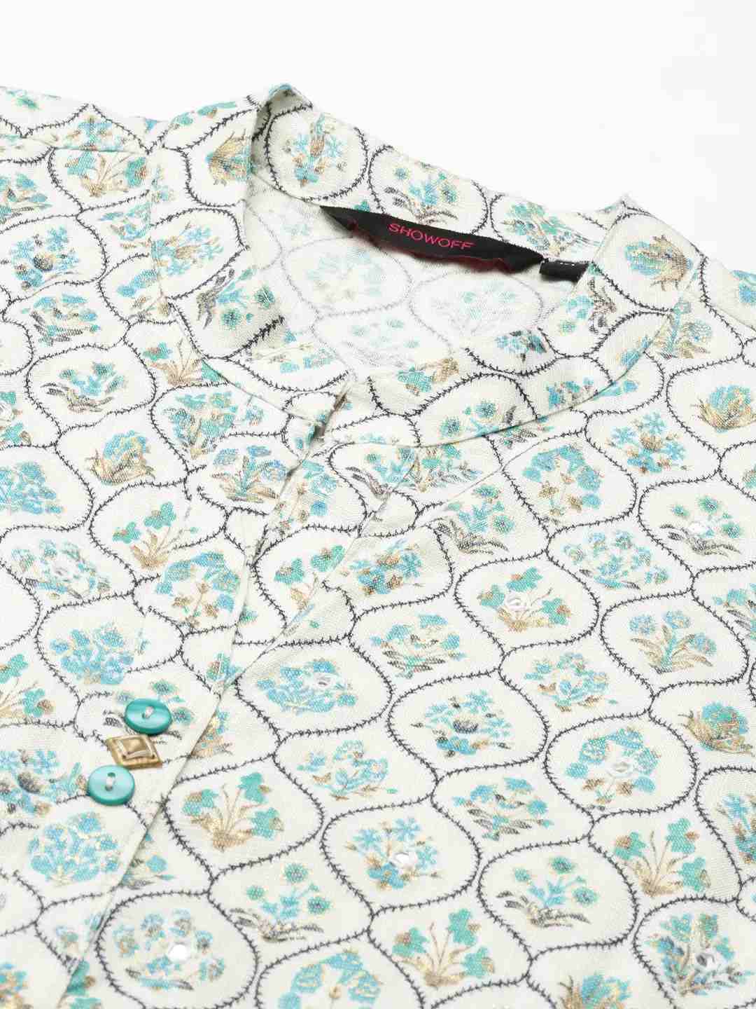Women's White Cotton Printed Comfort Fit Kurtas