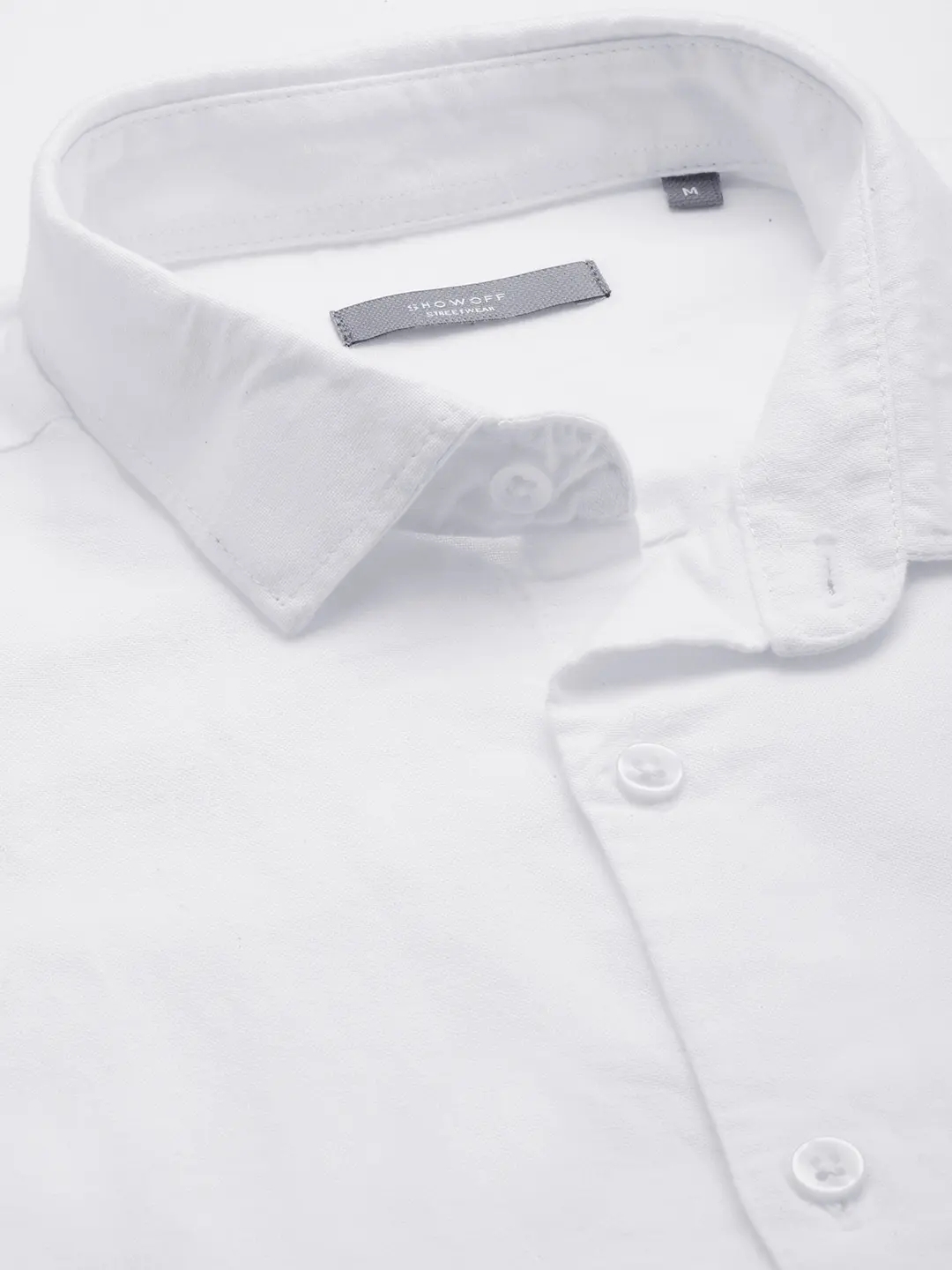 SHOWOFF Men's Spread Collar White Solid Shirt