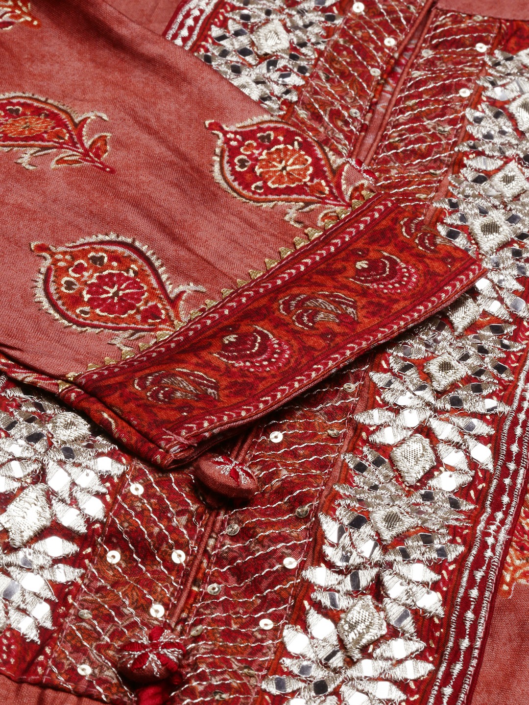 Women's Orange Silk Printed Comfort Fit Kurta Sets