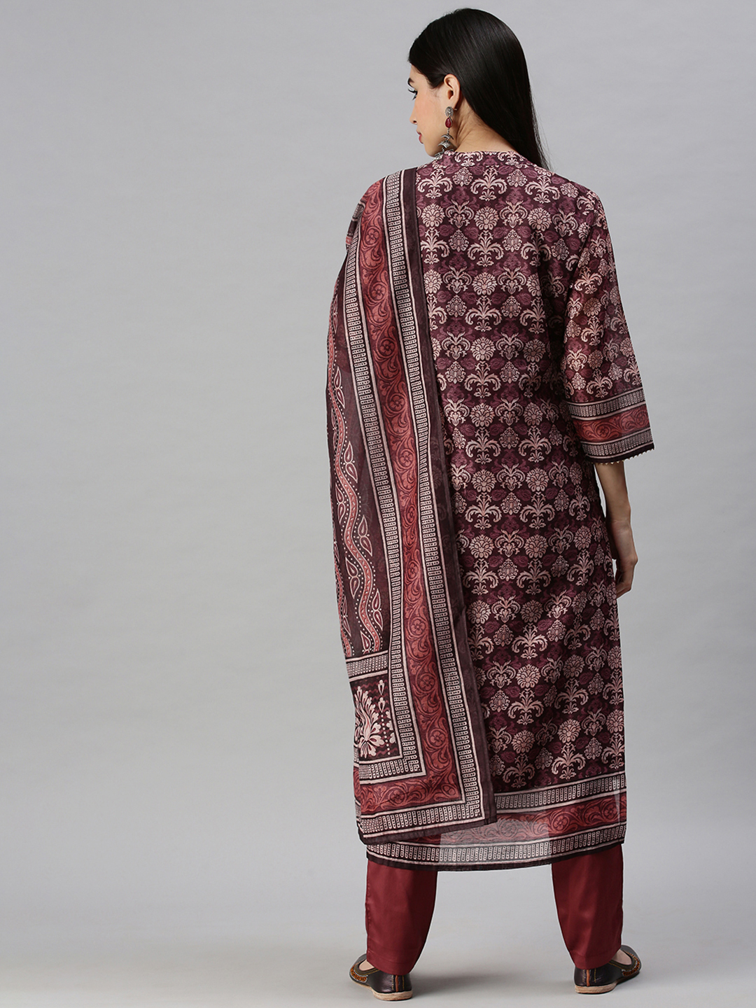 Women's Red Cotton Blend Printed Regular Kurta Sets