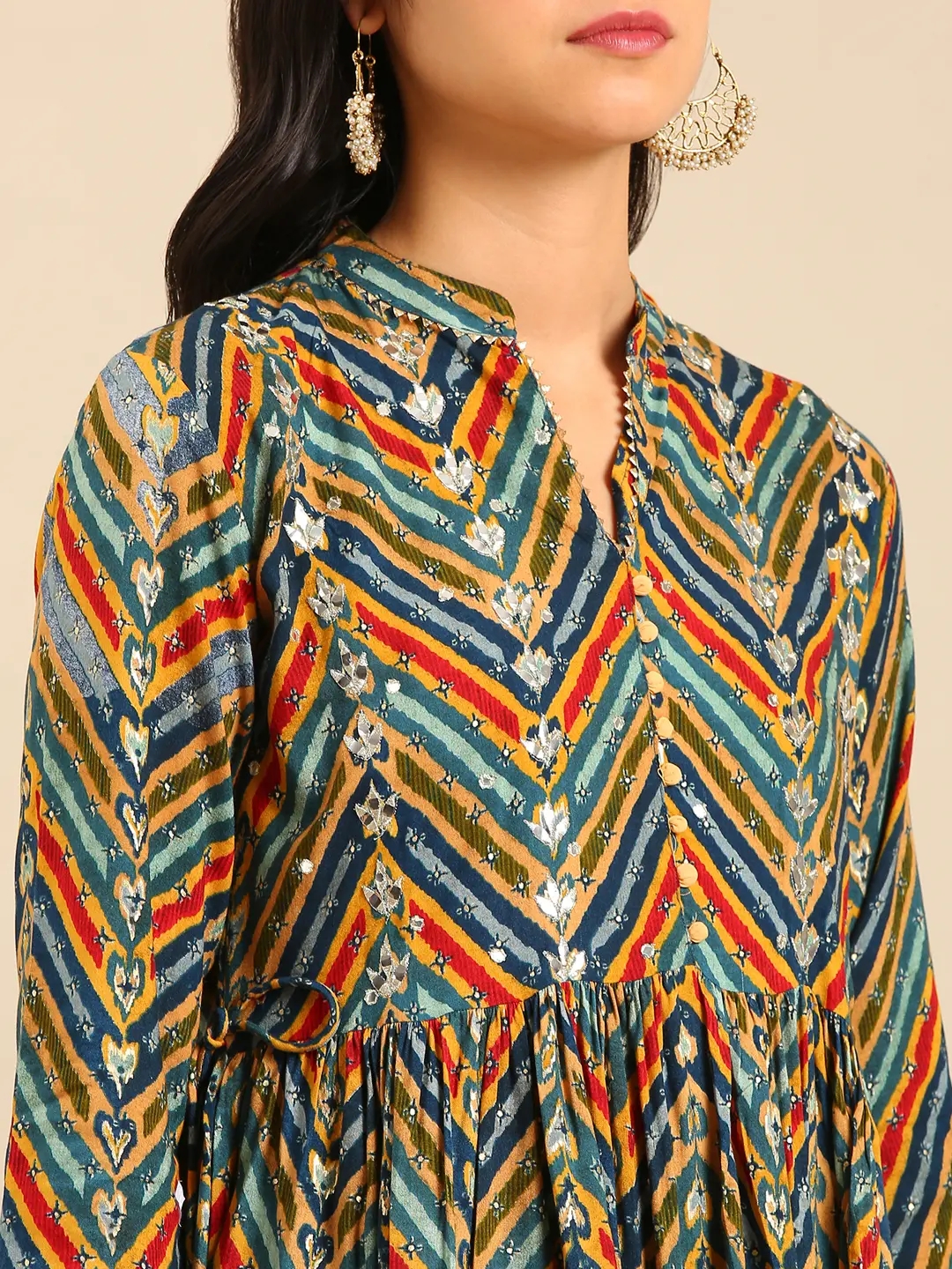Women's Multicolour Chanderi Printed Comfort Fit Kurta Sets