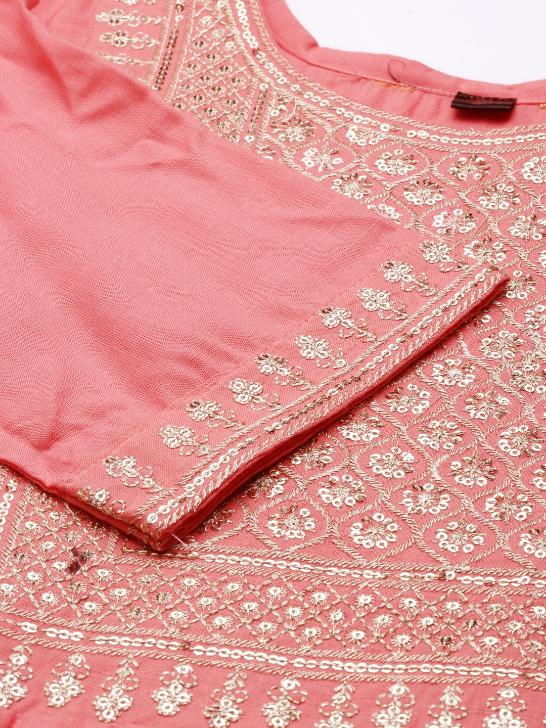 Women's Pink Cotton Blend Solid Comfort Fit Kurtis