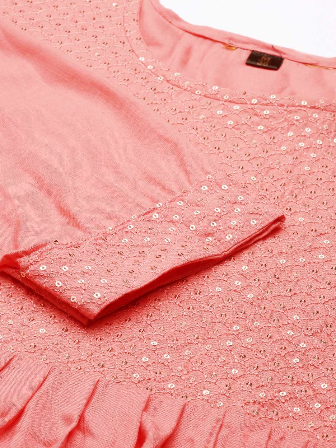 Women's Pink Cotton Blend Solid Comfort Fit Kurtis